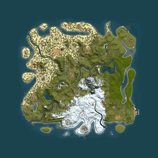 Rust map seed 725787411, 5000x5000m top-down preview
