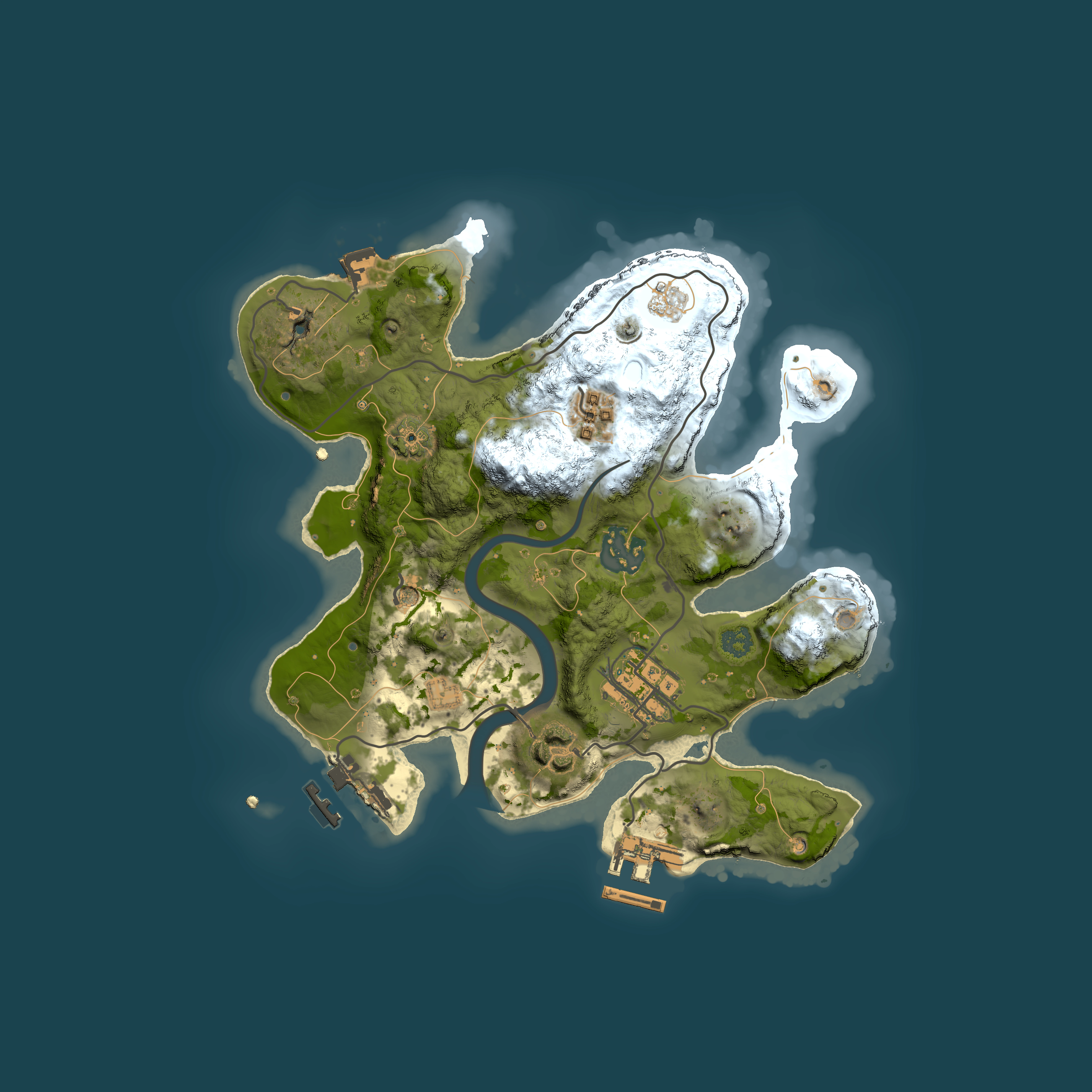 Full top-down render of Rust map seed 970869728, 2500x2500m