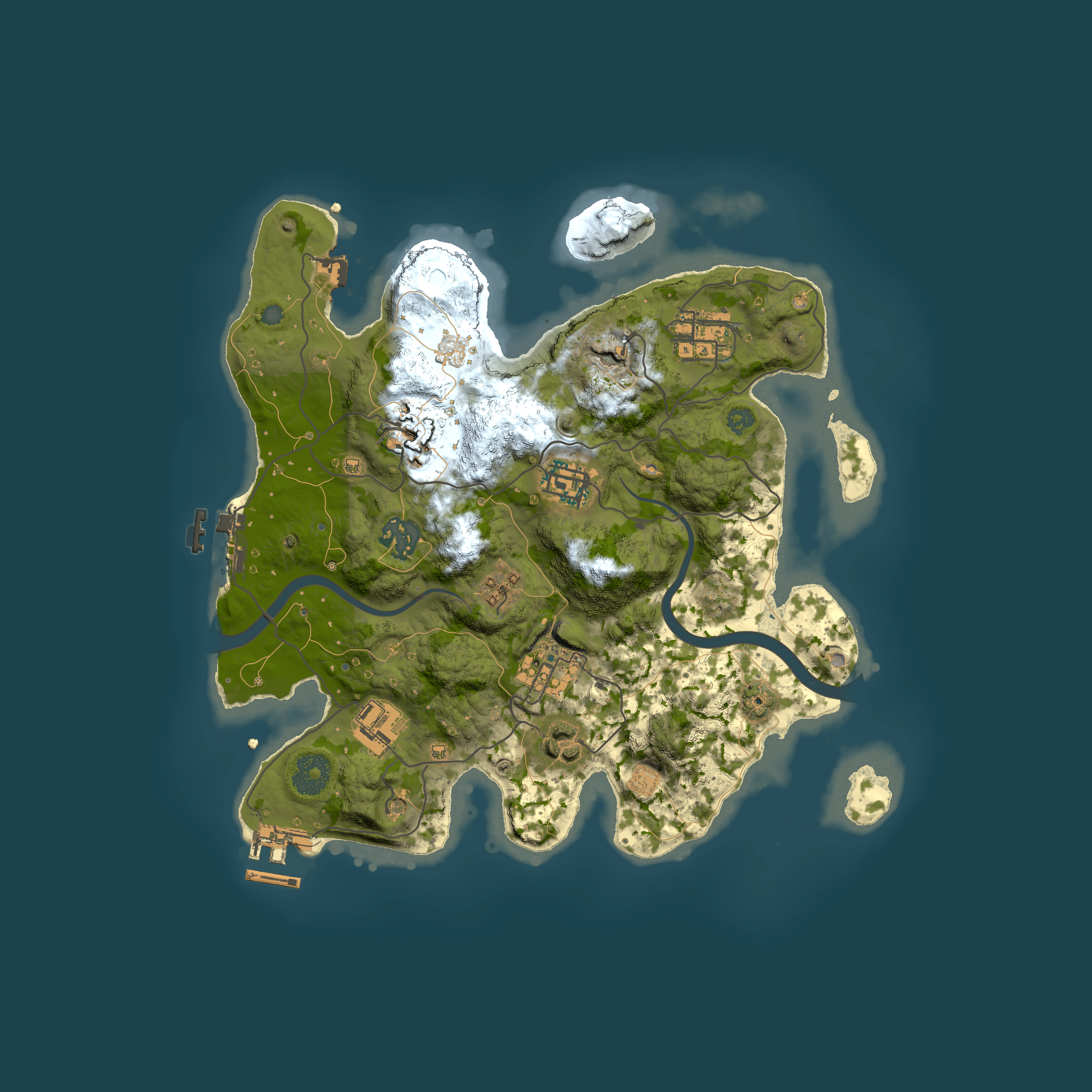 Full top-down render of Rust map seed 4997816, 3000x3000m