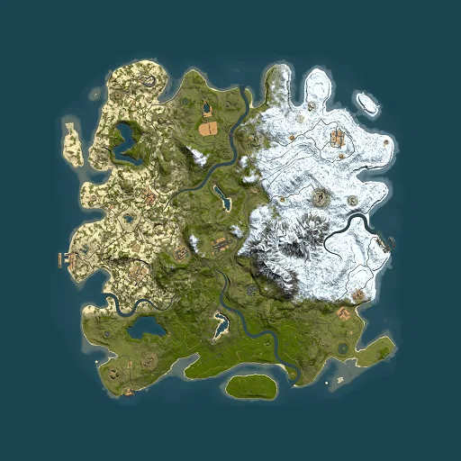 Rust map seed 869913664, 5000x5000m top-down preview