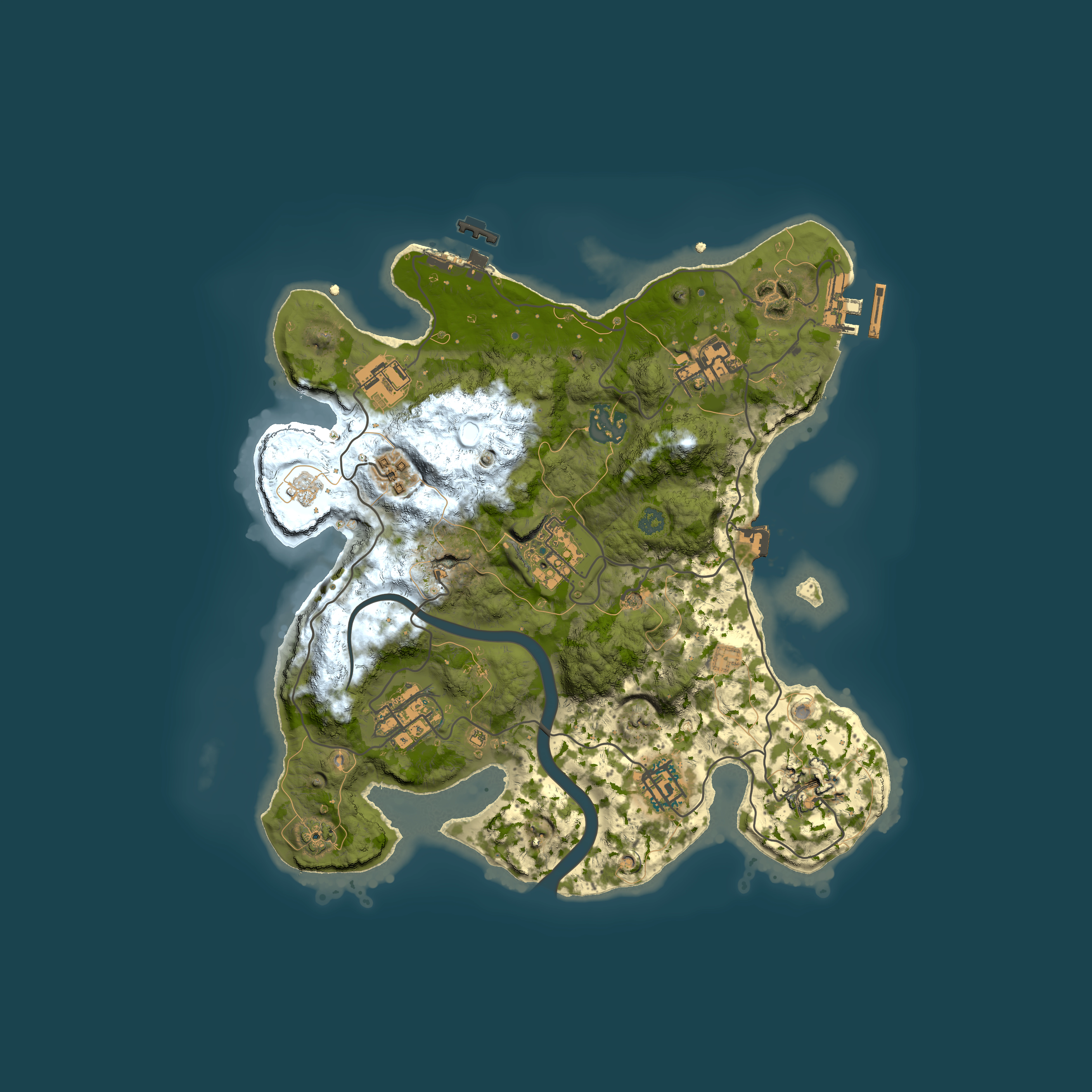 Full top-down render of Rust map seed 1078343922, 3000x3000m