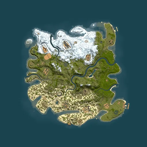 Rust map seed 390869174, 4000x4000m top-down preview