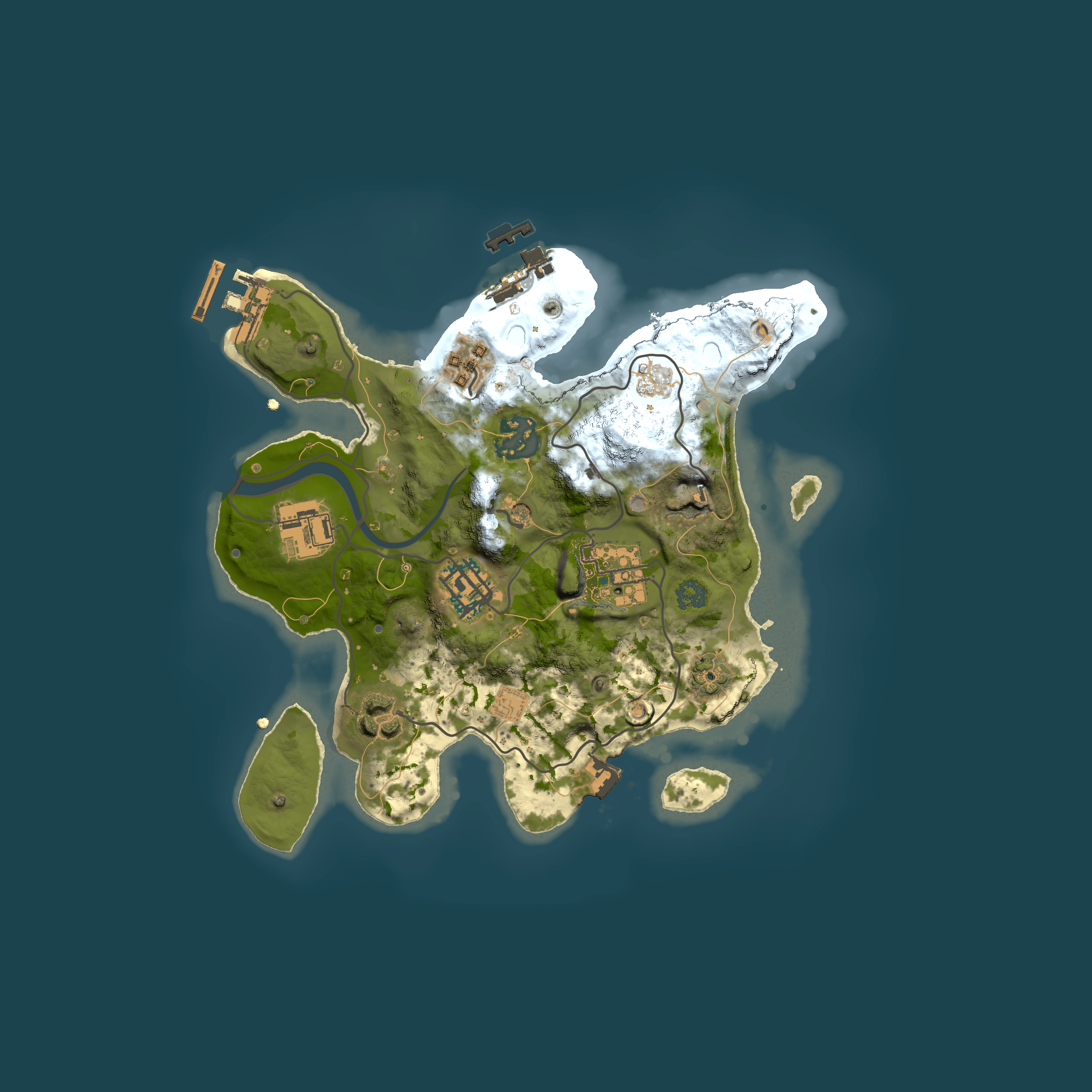 Full top-down render of Rust map seed 1921759876, 2500x2500m