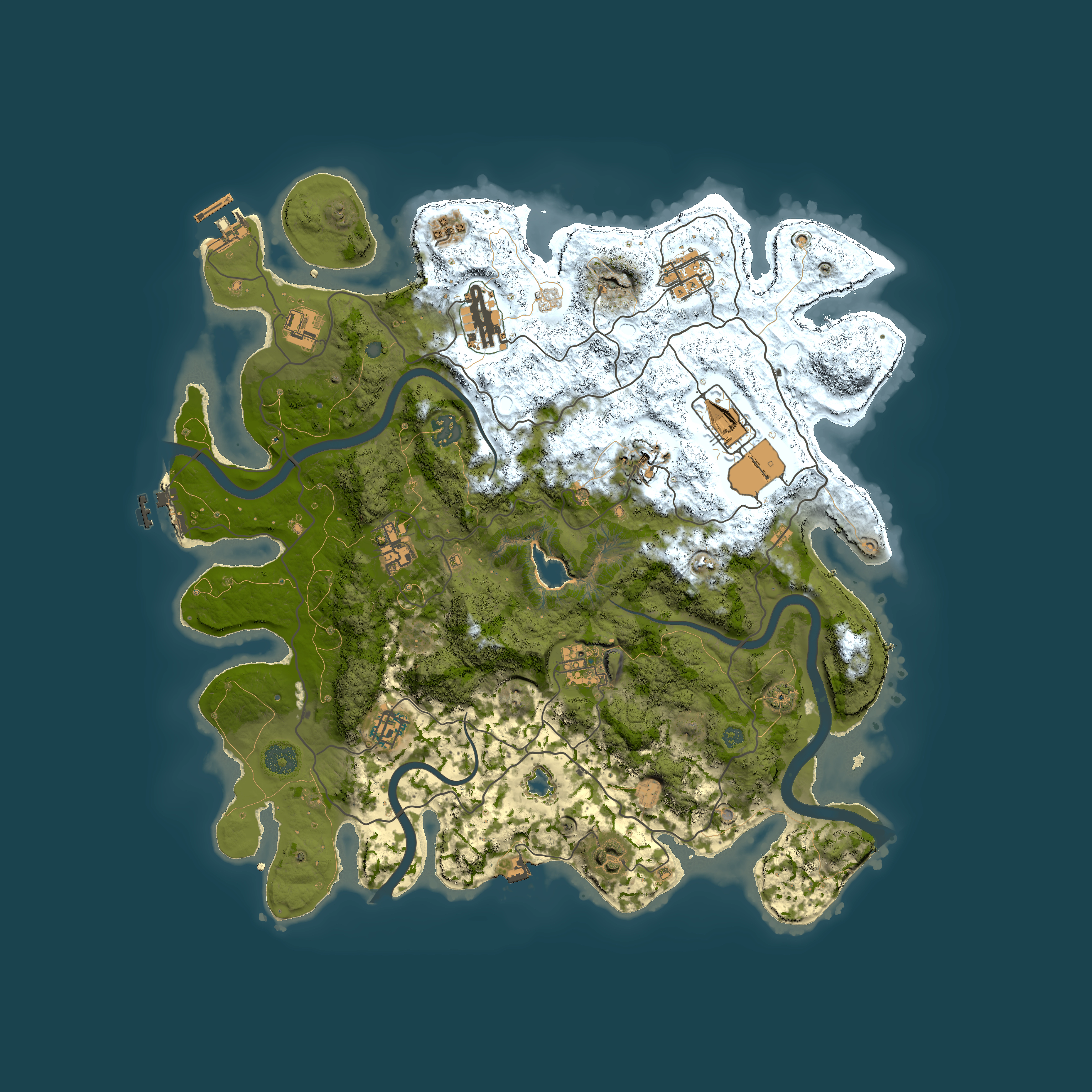 Full top-down render of Rust map seed 402428758, 4000x4000m