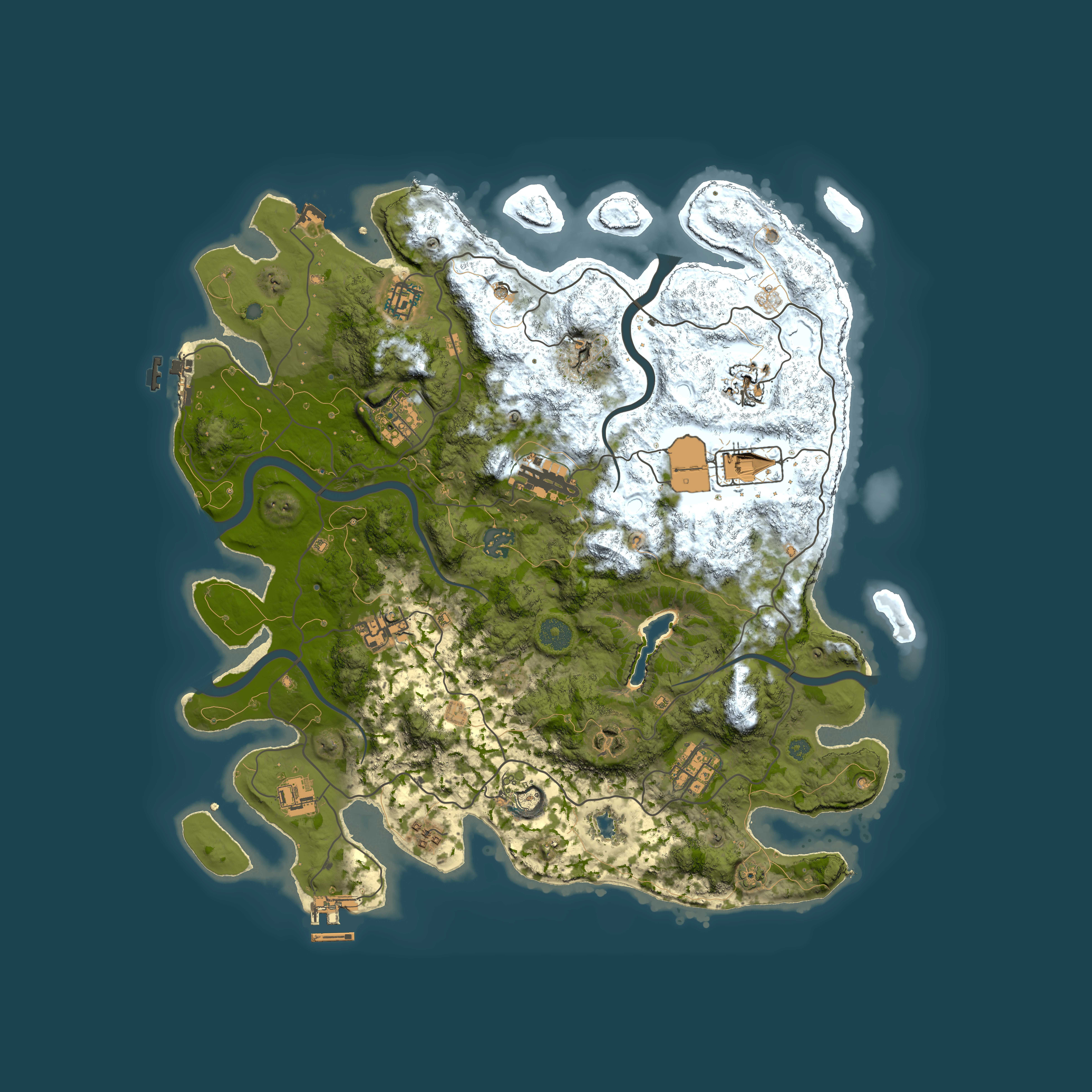 Full top-down render of Rust map seed 226229209, 4000x4000m