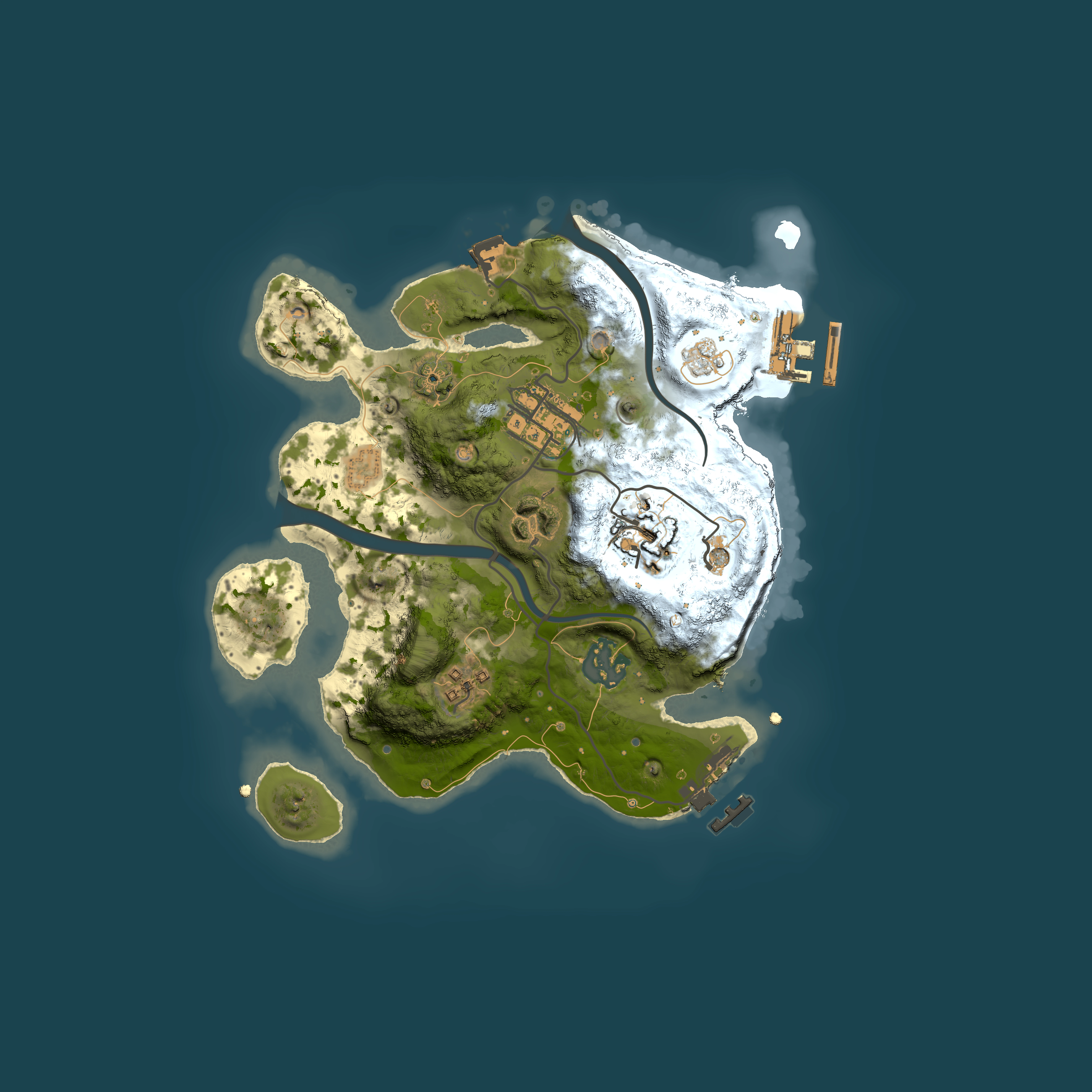 Full top-down render of Rust map seed 953860455, 2500x2500m