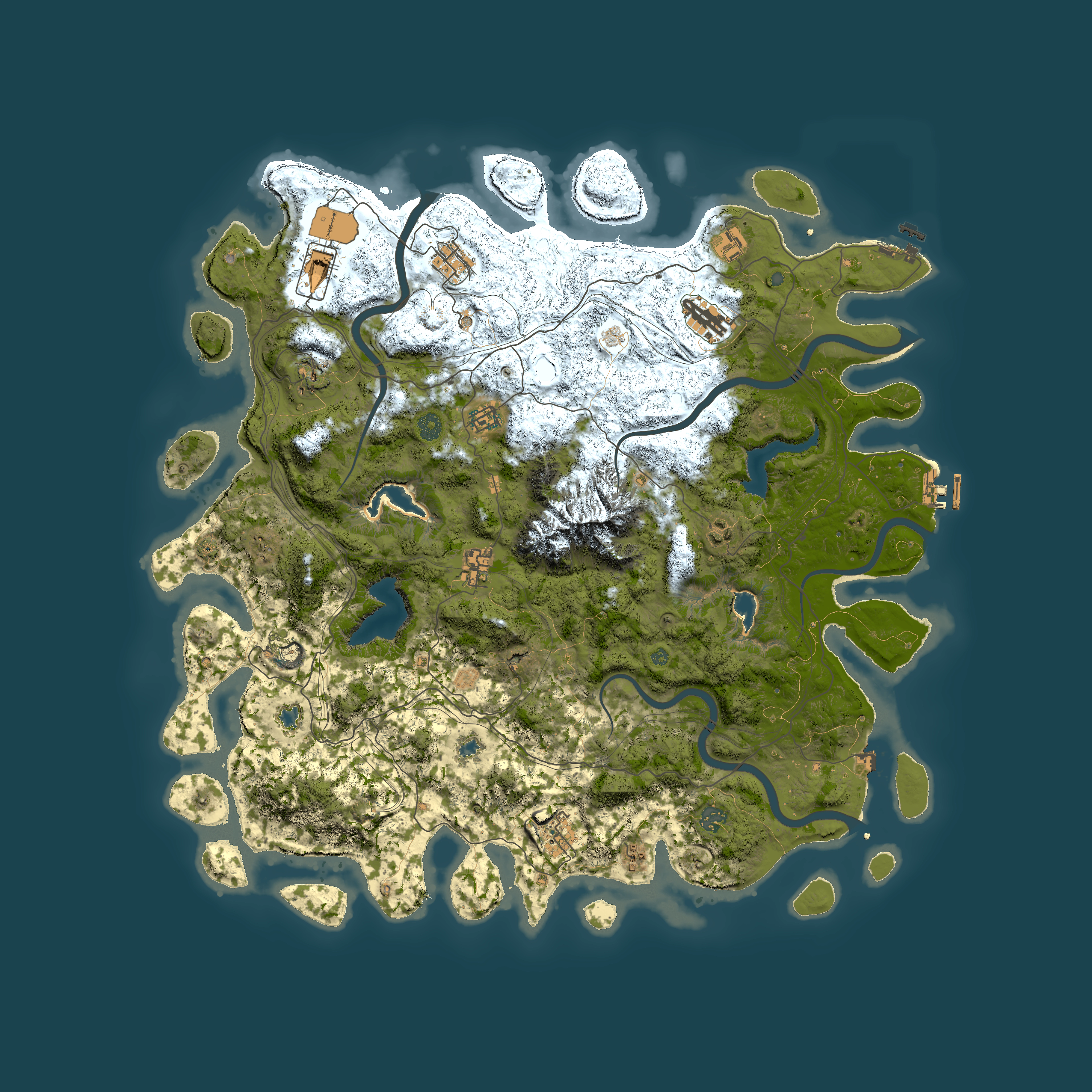 Full top-down render of Rust map seed 750628380, 5000x5000m