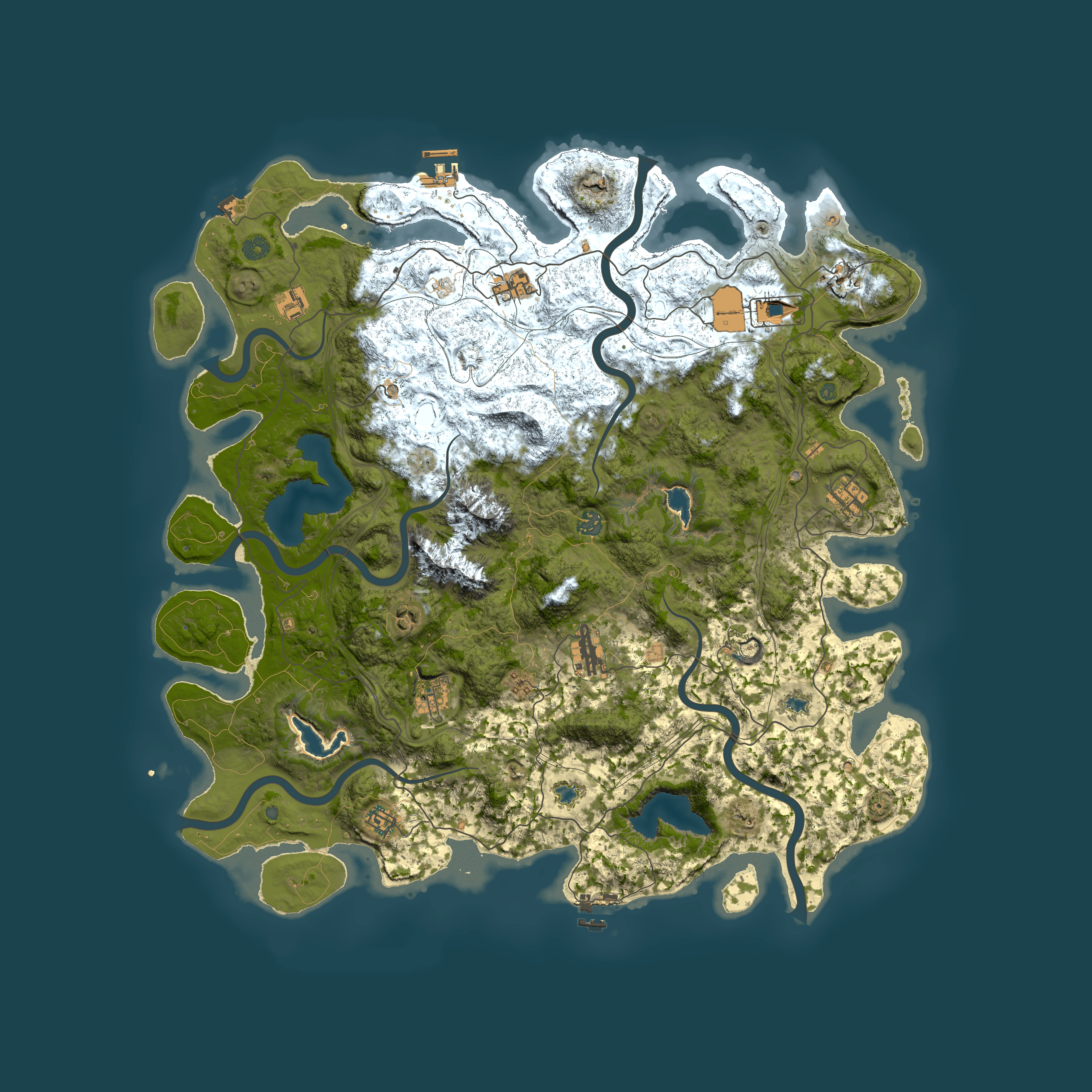 Full top-down render of Rust map seed 356705224, 5000x5000m