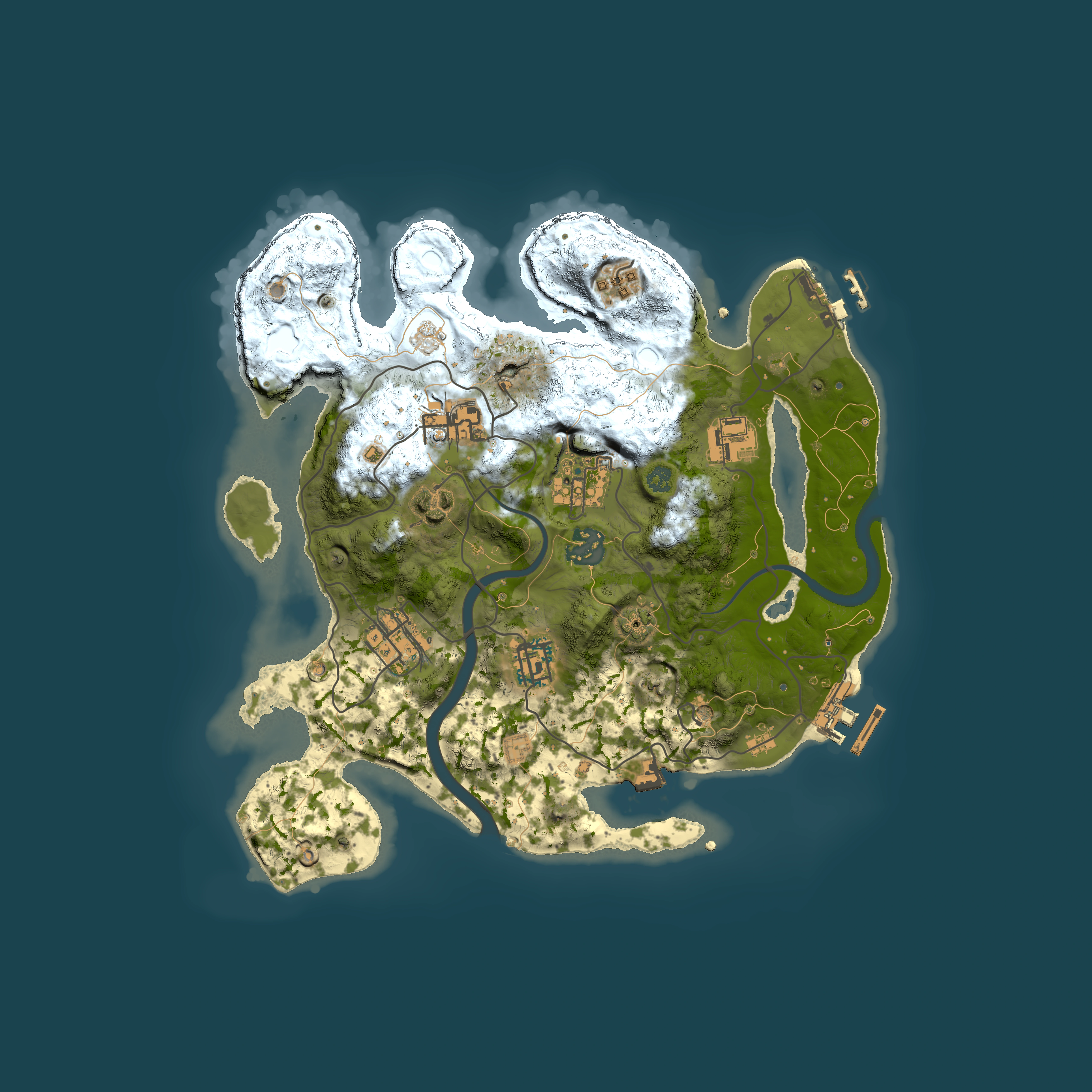 Full top-down render of Rust map seed 1536543745, 3000x3000m