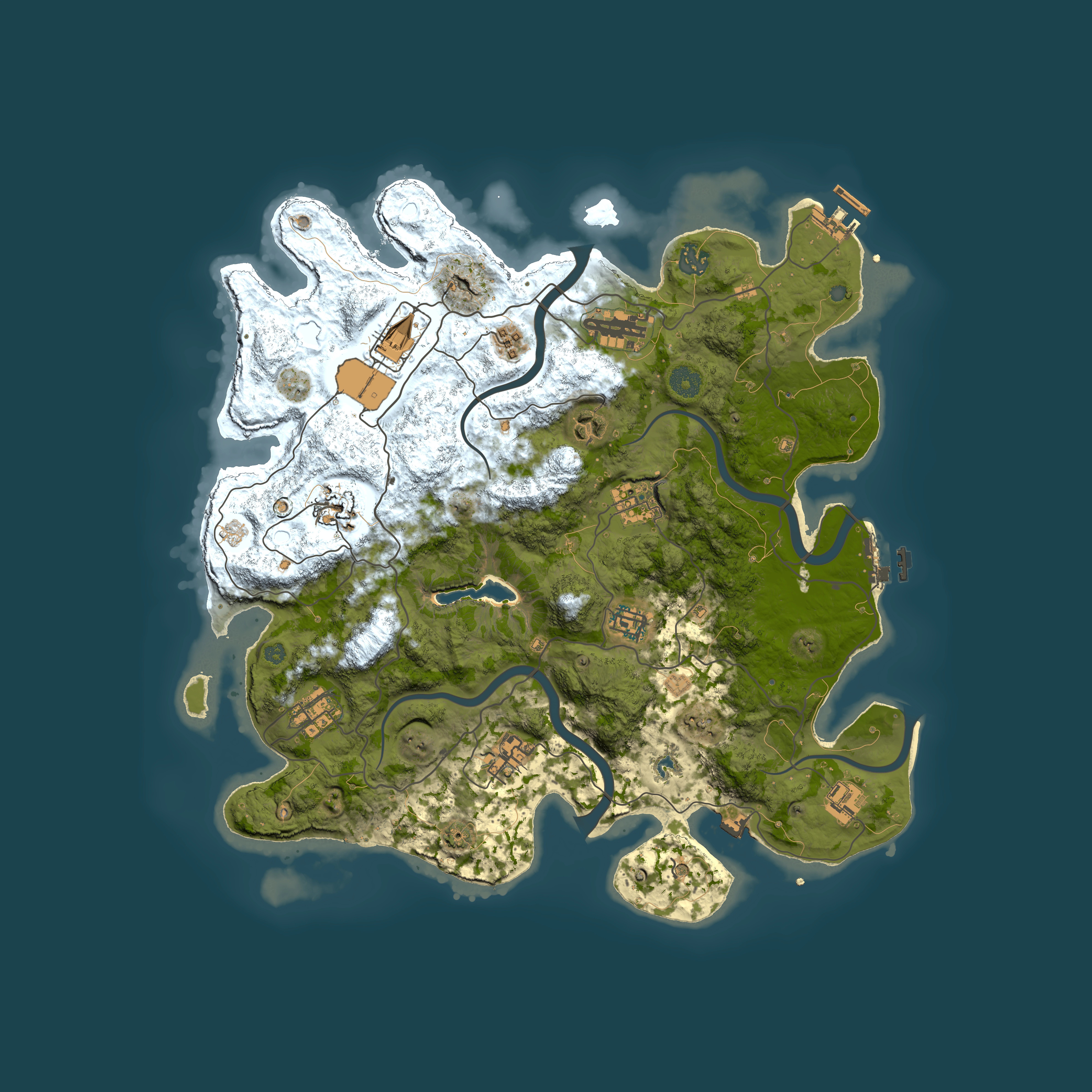 Full top-down render of Rust map seed 647949606, 4000x4000m