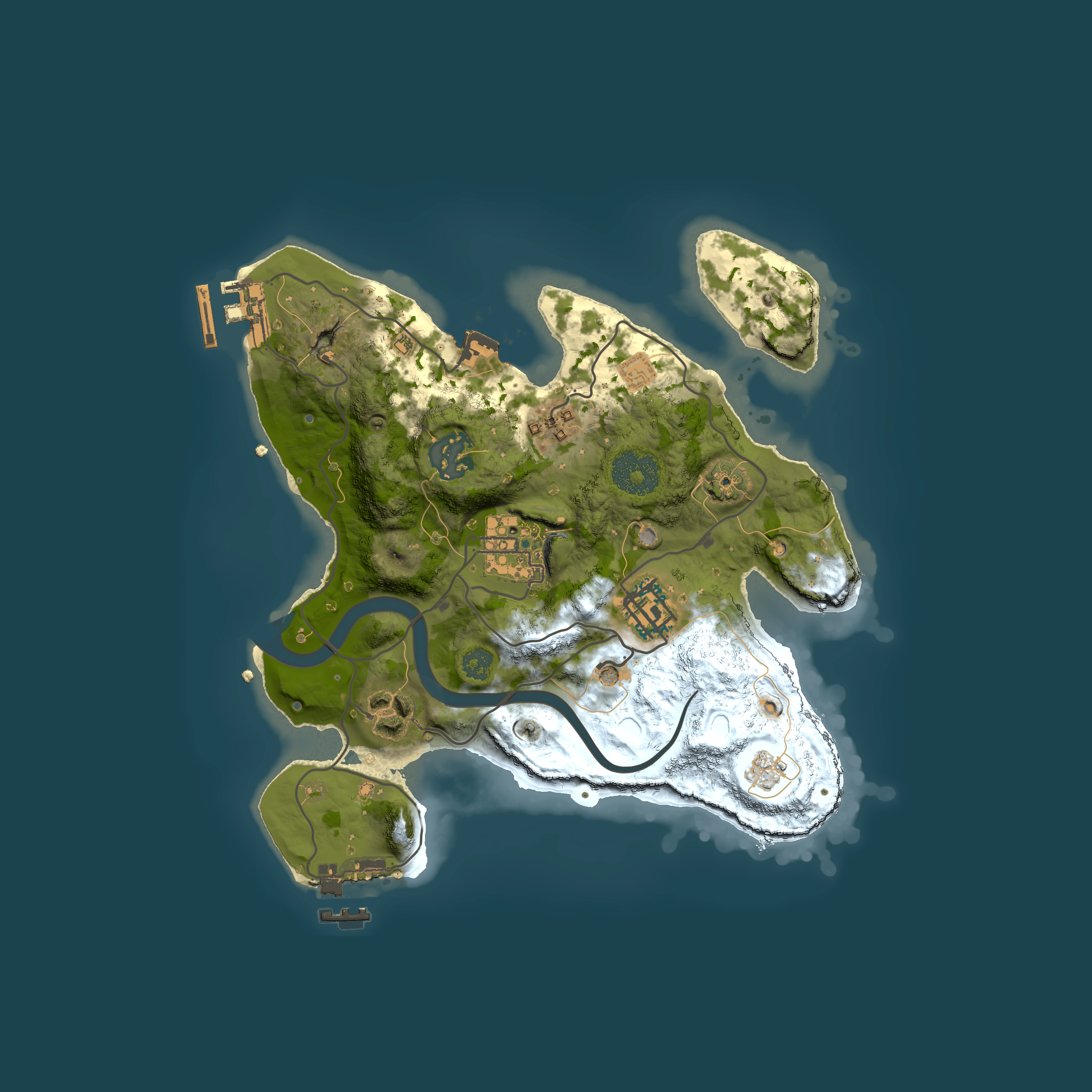 Full top-down render of Rust map seed 2145826404, 2500x2500m