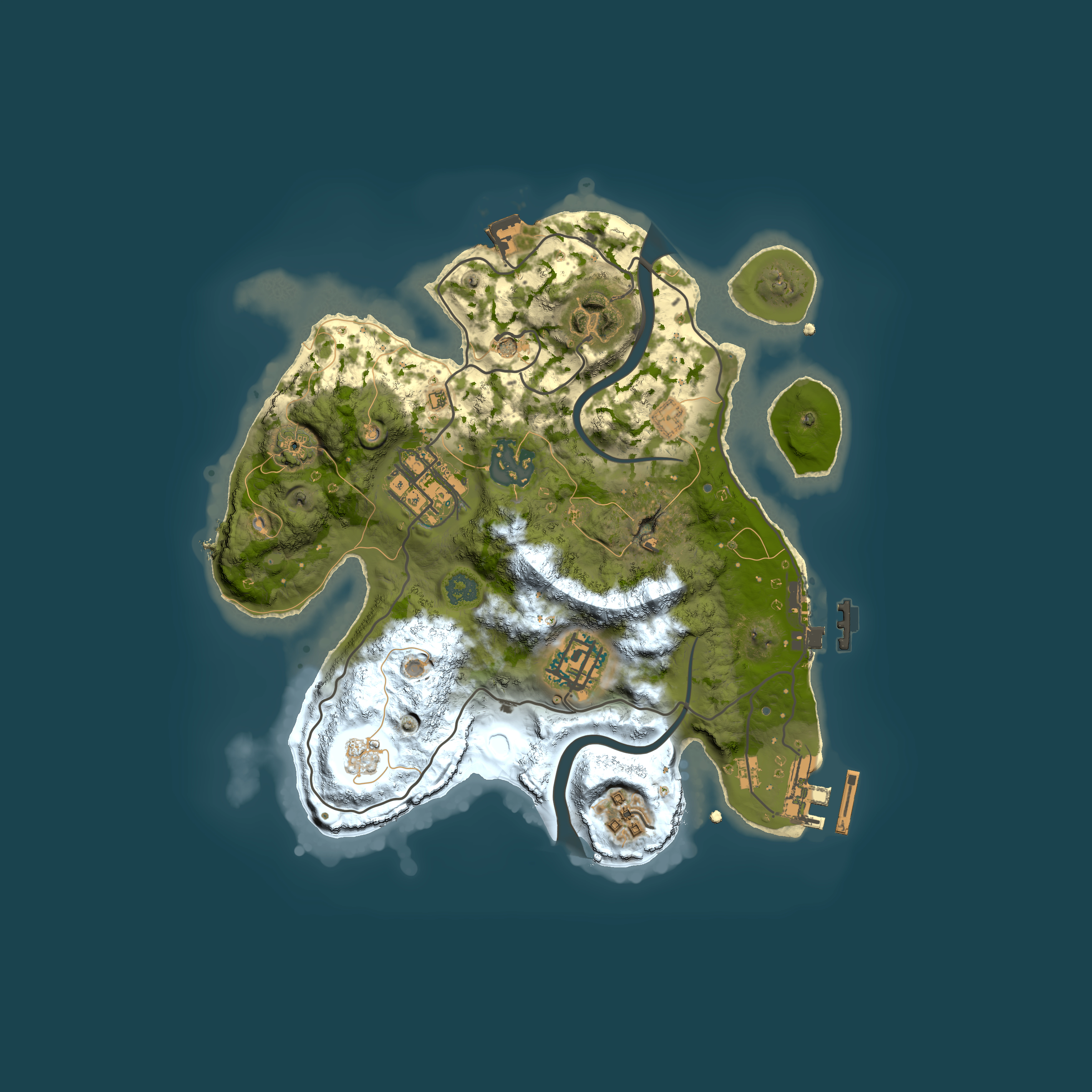 Full top-down render of Rust map seed 1036031687, 2500x2500m