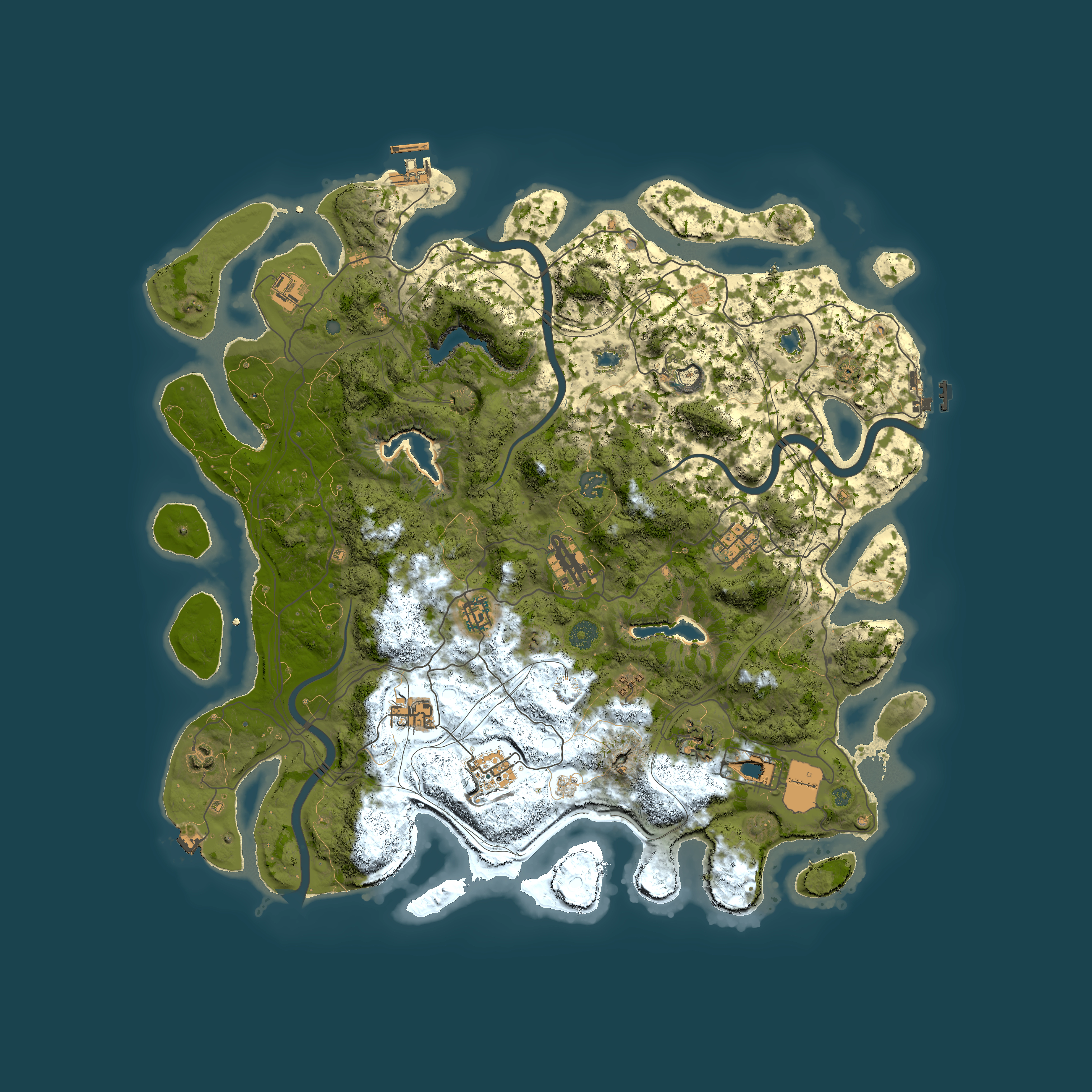 Full top-down render of Rust map seed 460914994, 4500x4500m