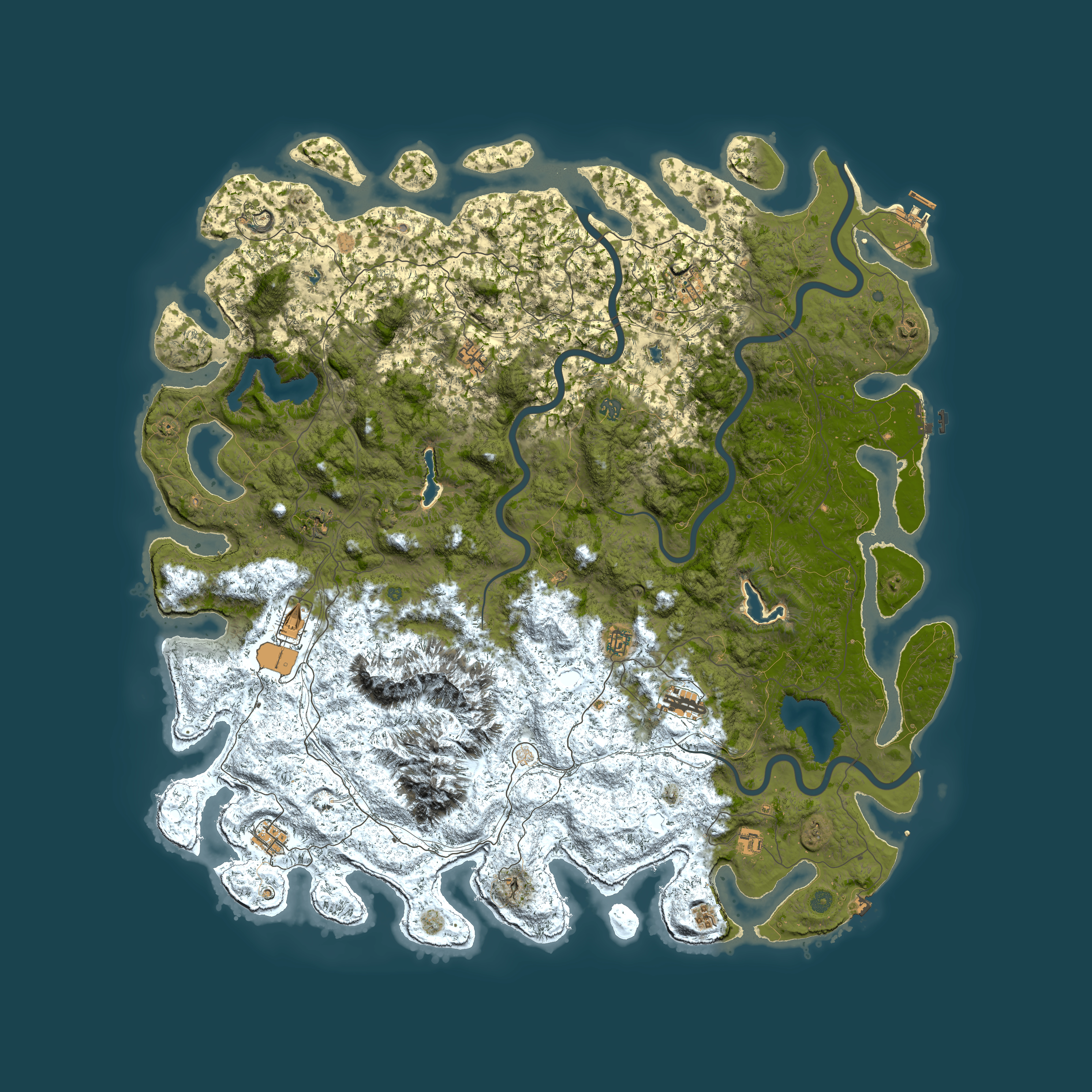 Full top-down render of Rust map seed 1258198152, 6000x6000m