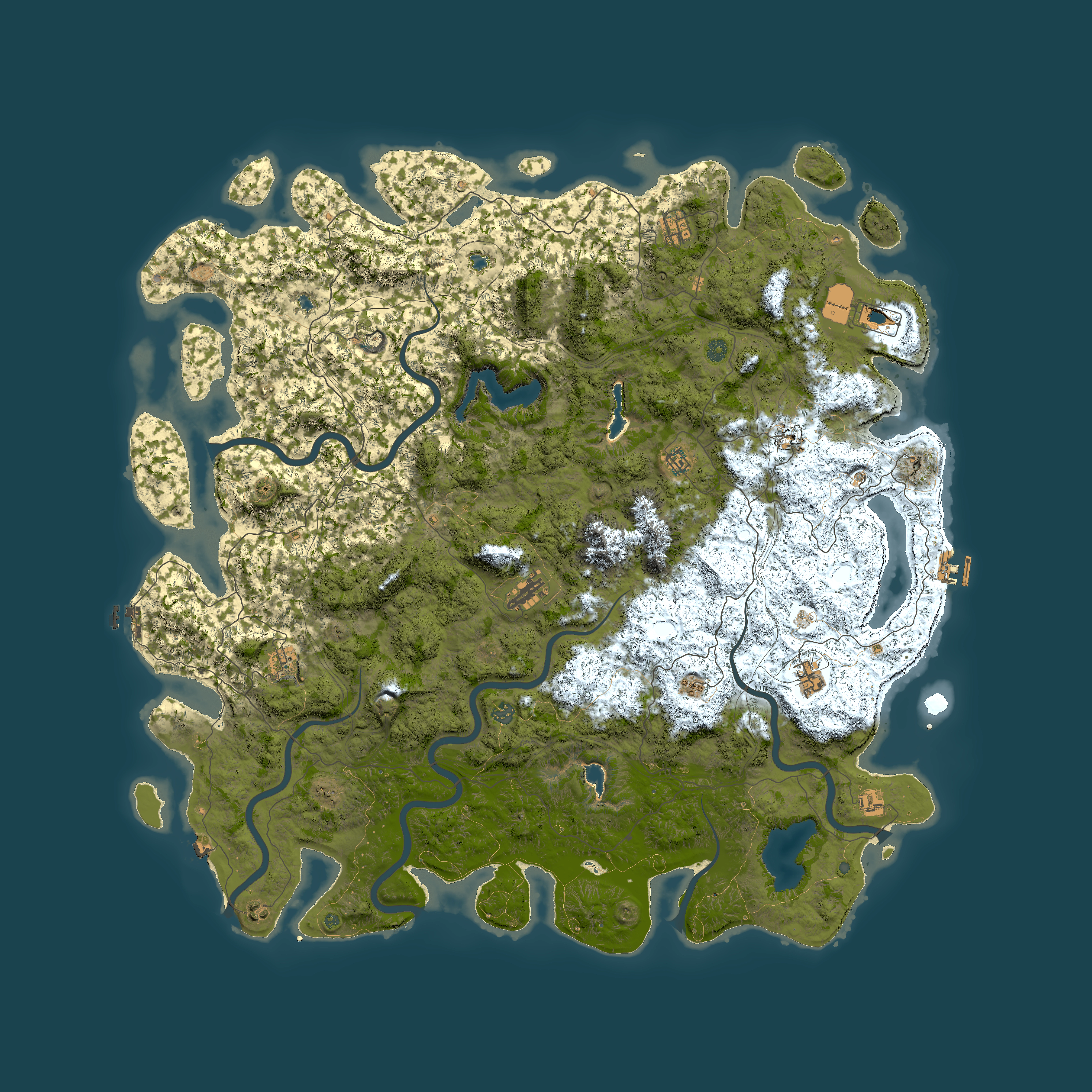Full top-down render of Rust map seed 1460749934, 6000x6000m