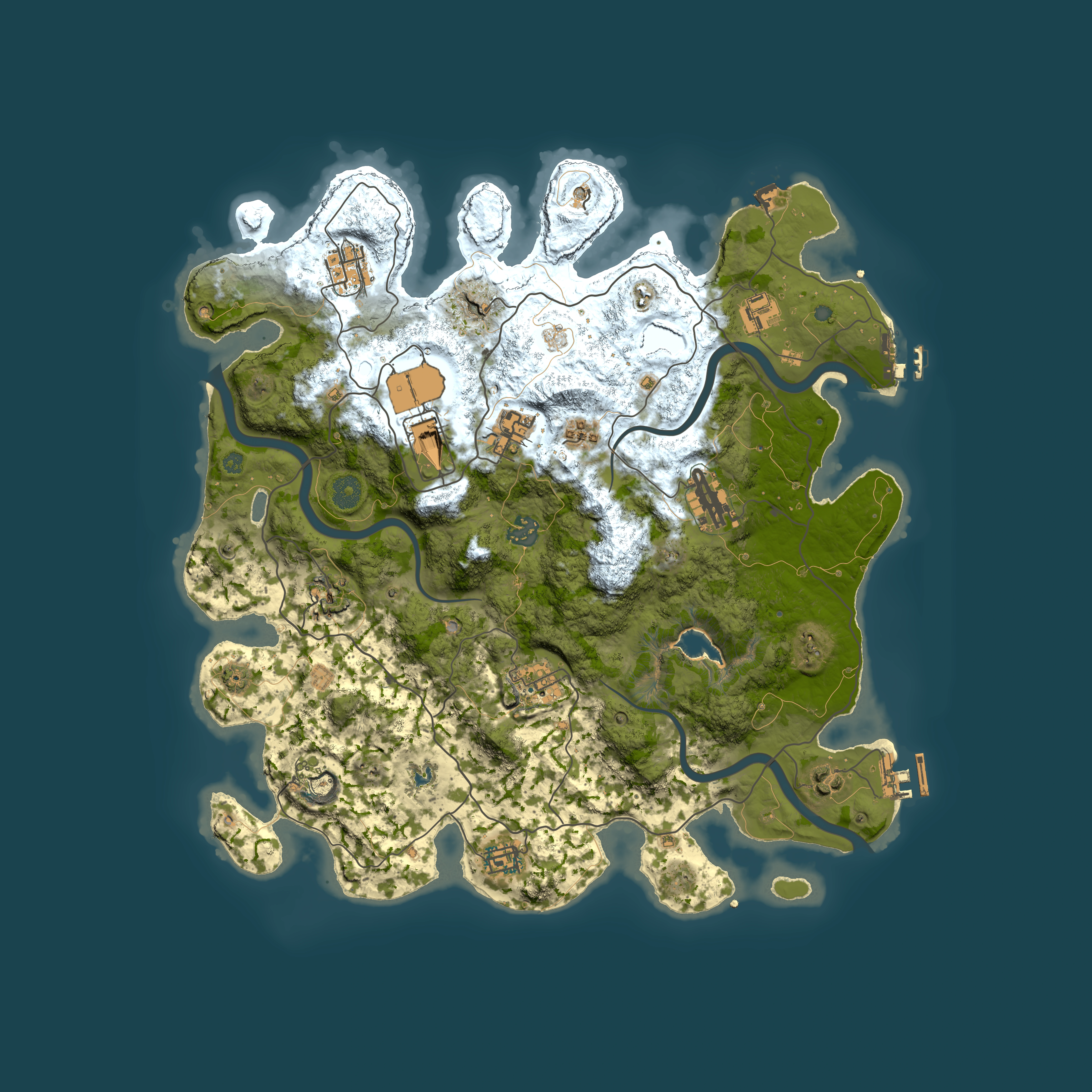 Full top-down render of Rust map seed 1357448259, 4000x4000m