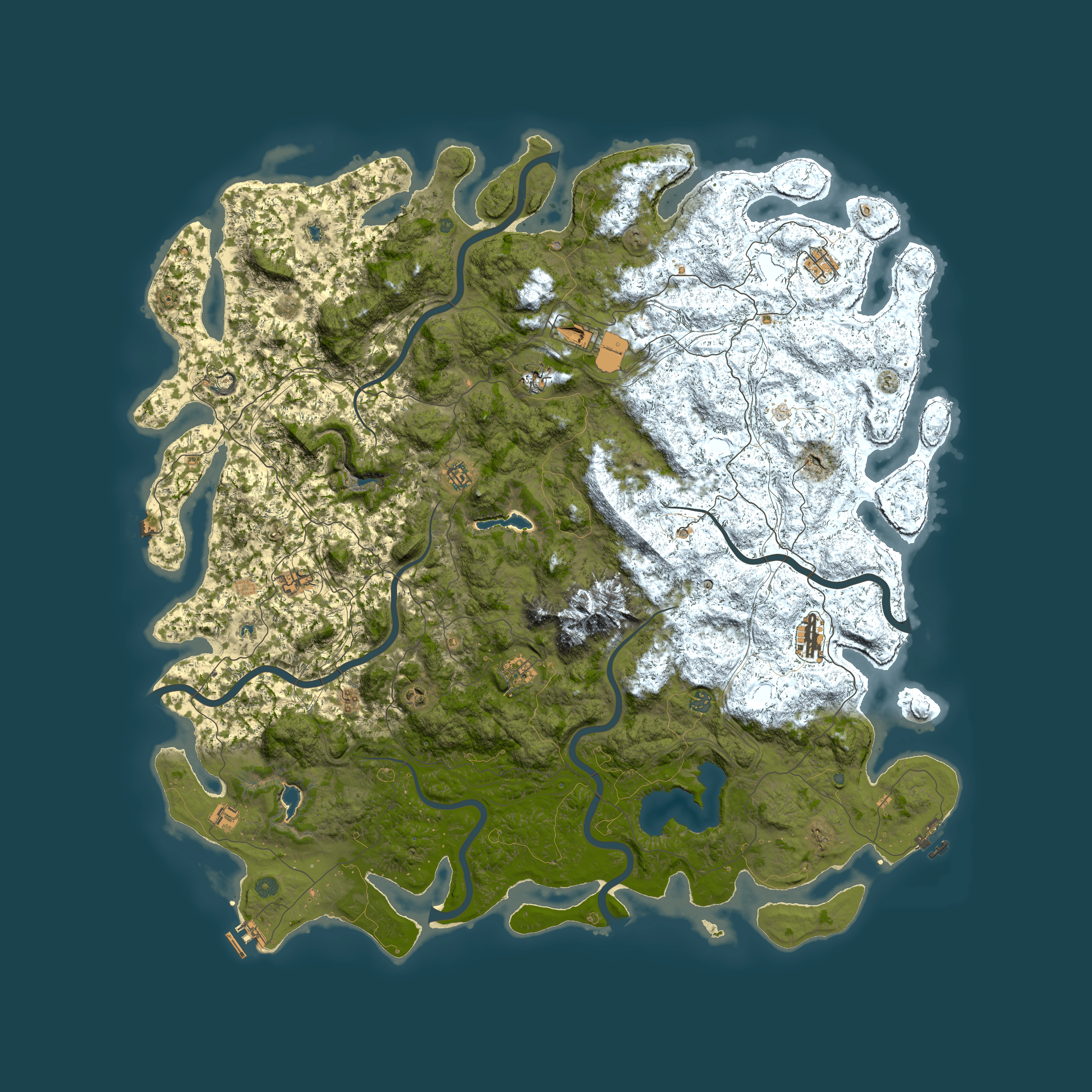 Full top-down render of Rust map seed 700106607, 6000x6000m