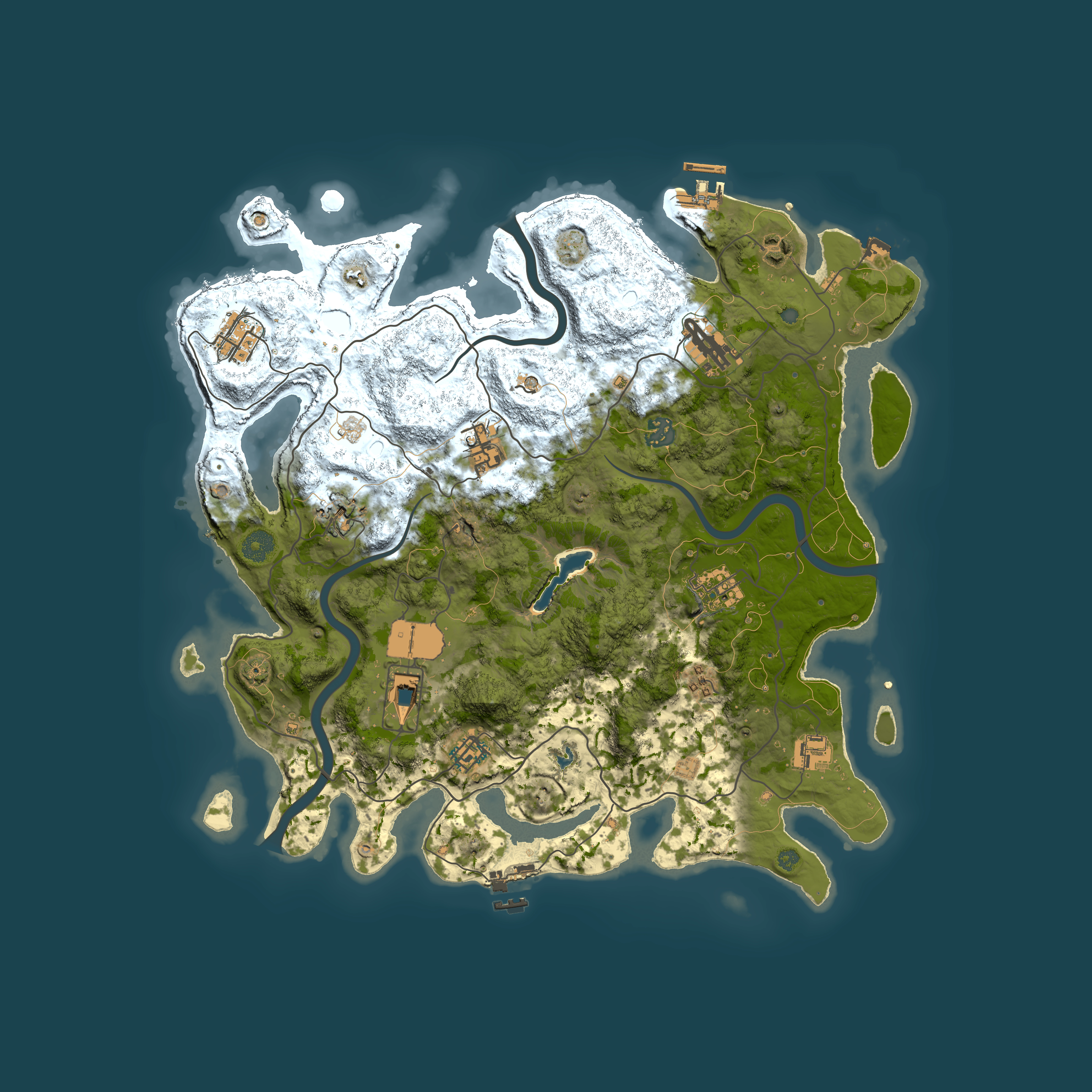 Full top-down render of Rust map seed 1425488213, 4000x4000m