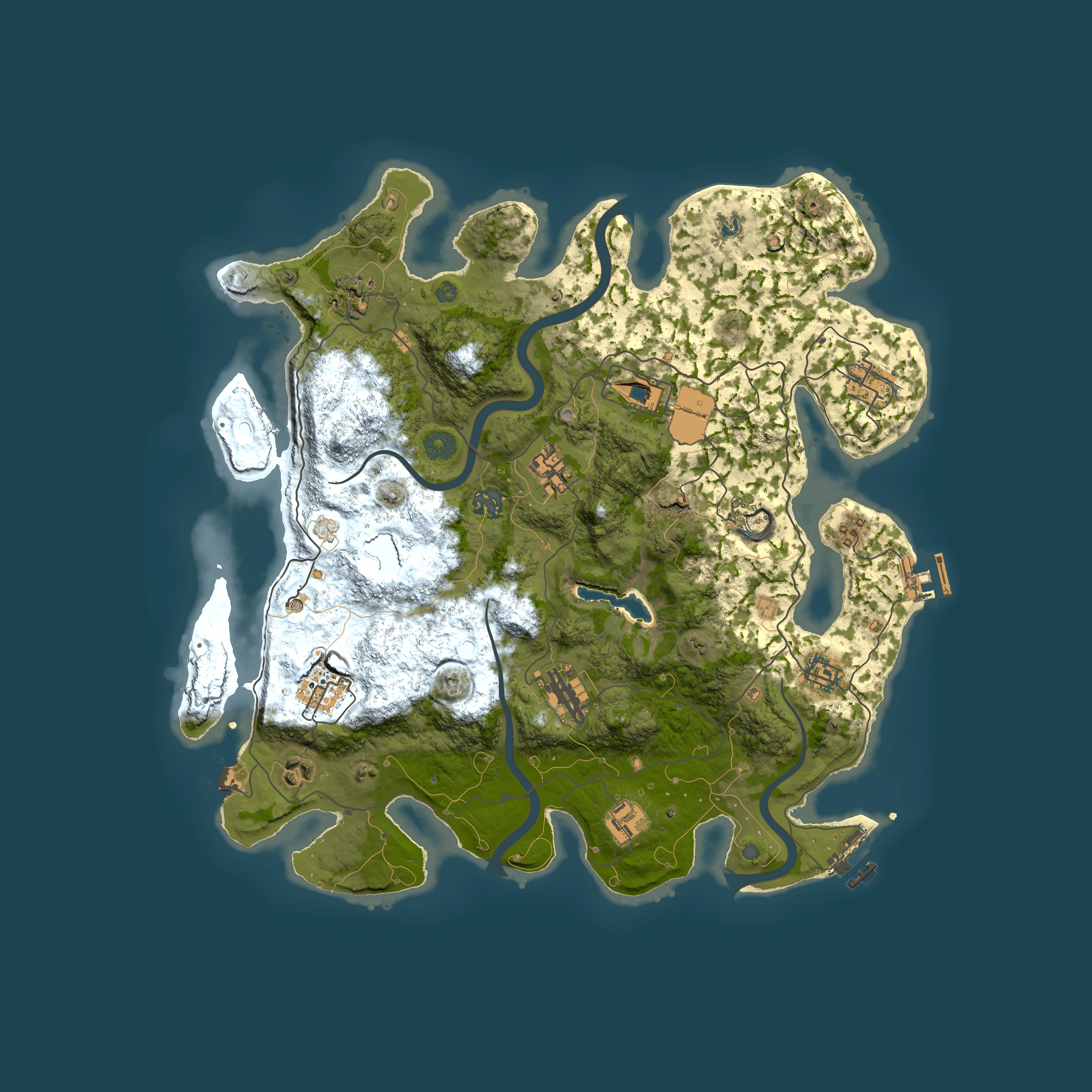 Full top-down render of Rust map seed 851394789, 4000x4000m