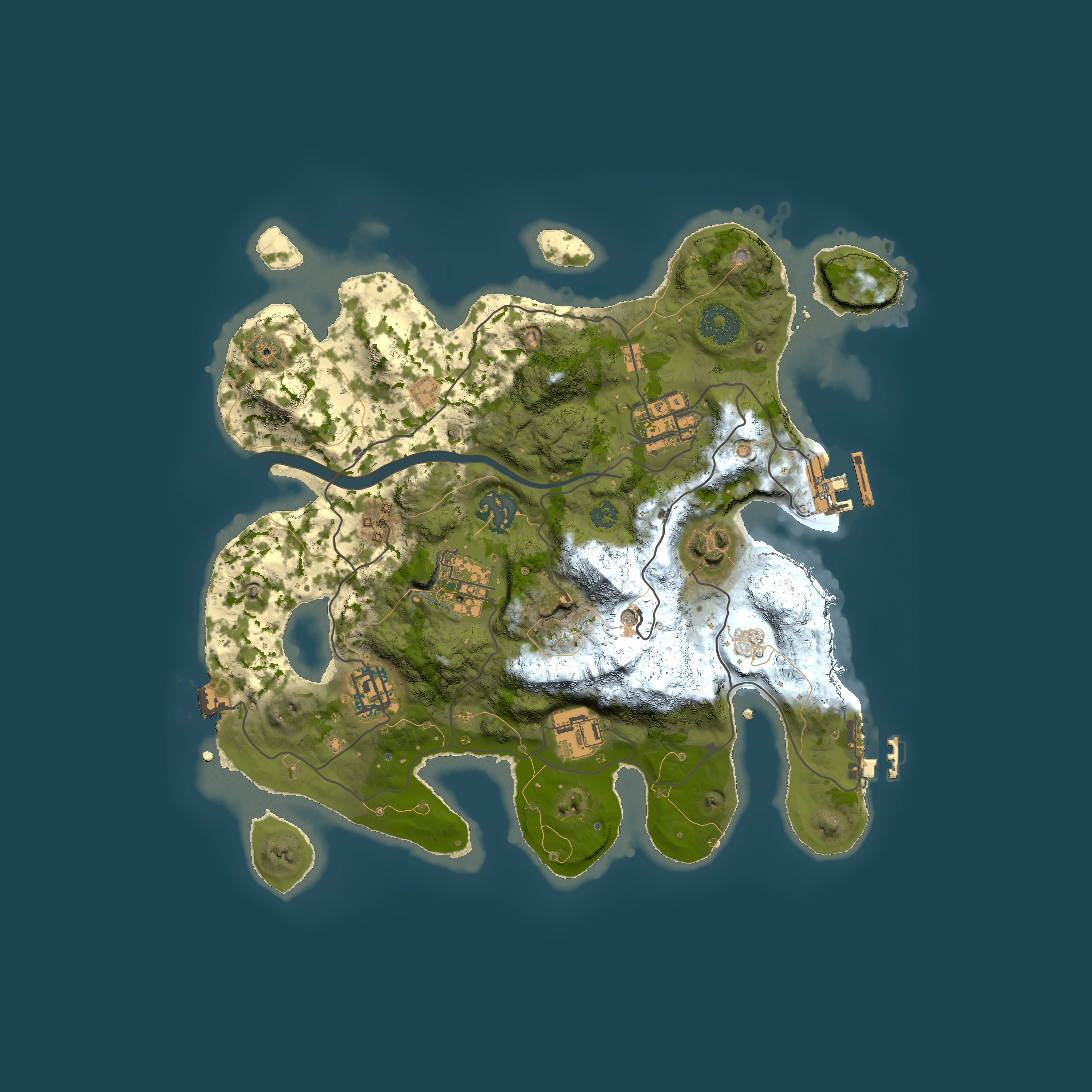 Full top-down render of Rust map seed 1460620103, 3000x3000m