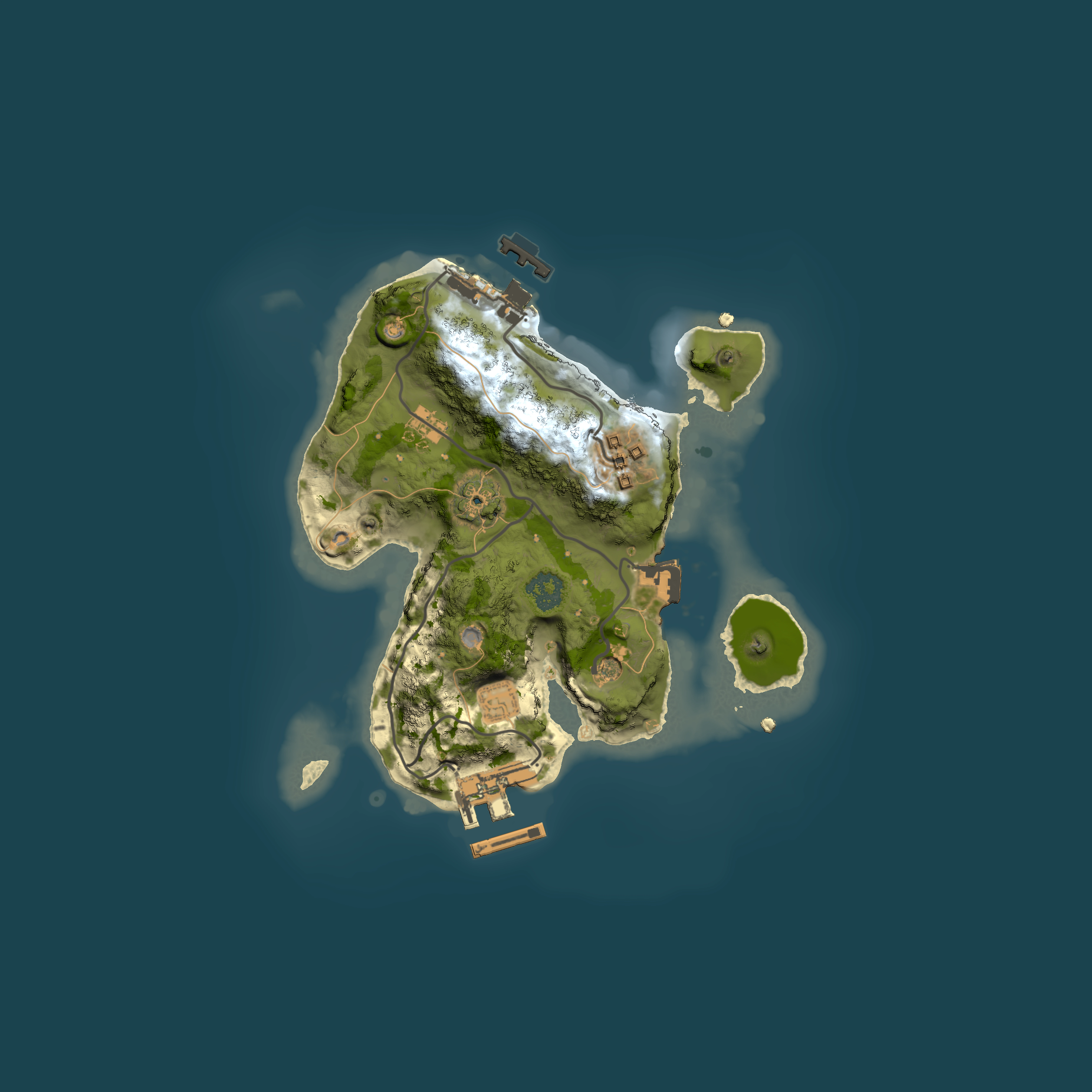 Full top-down render of Rust map seed 205897360, 2000x2000m