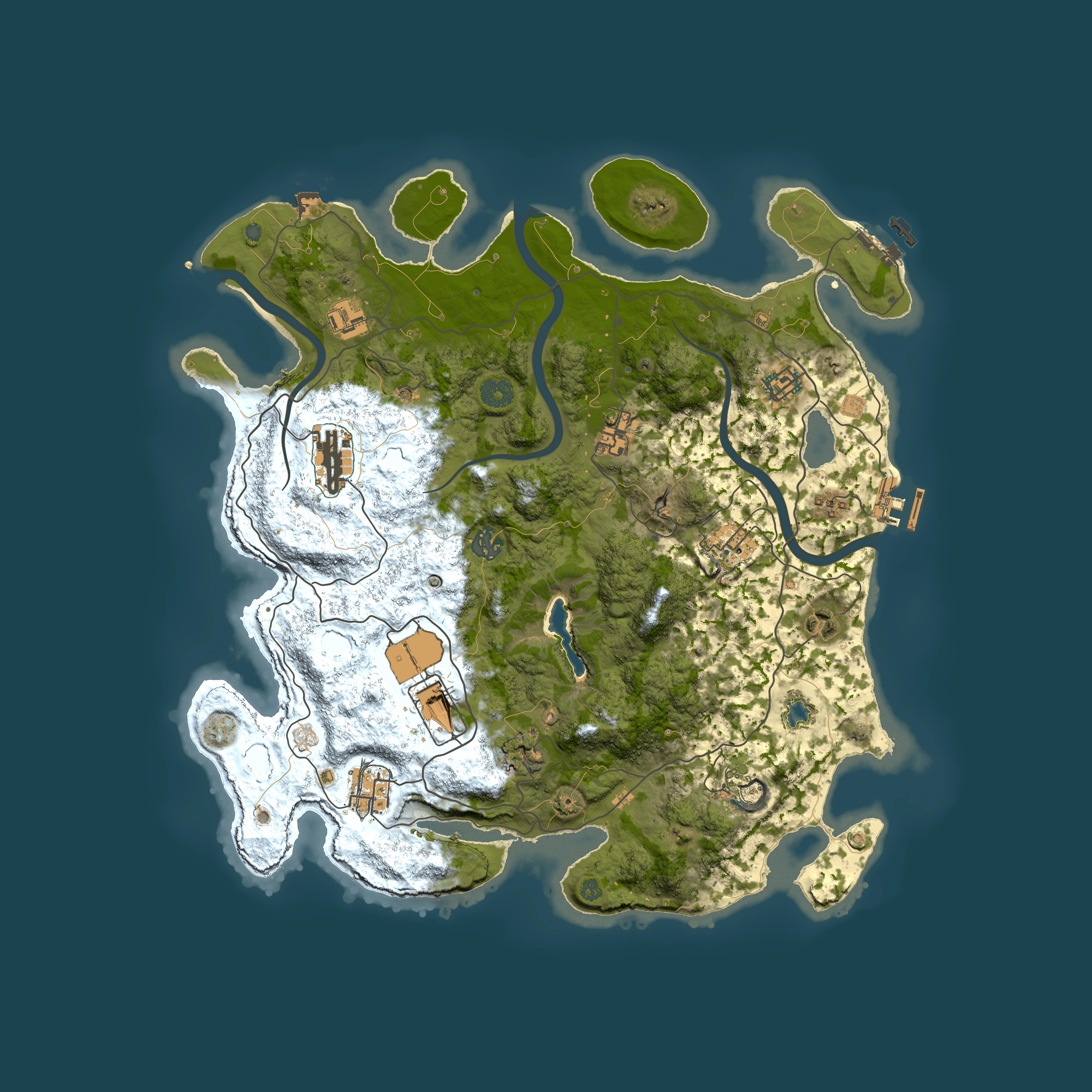 Full top-down render of Rust map seed 285741655, 4000x4000m