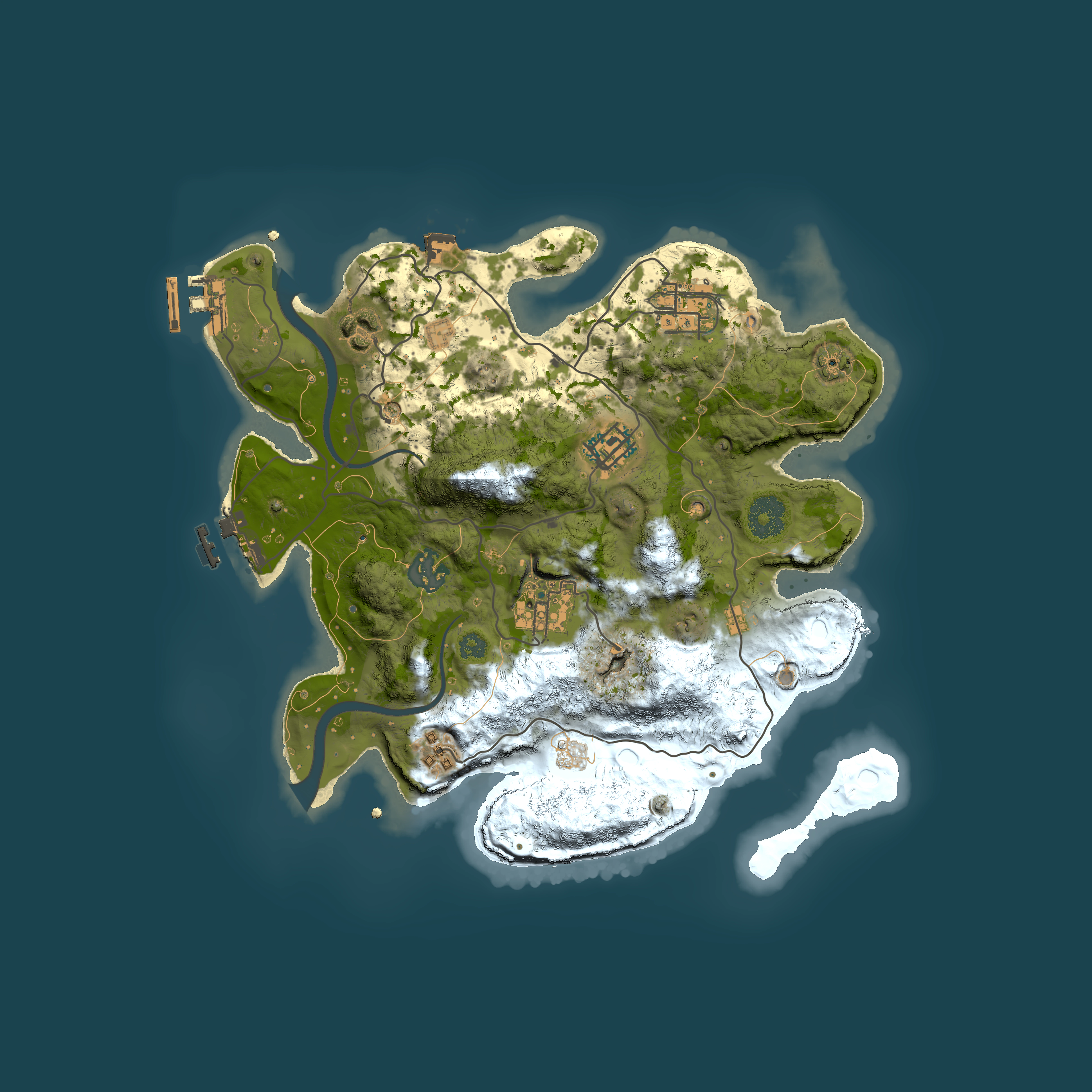 Full top-down render of Rust map seed 1543486594, 3000x3000m