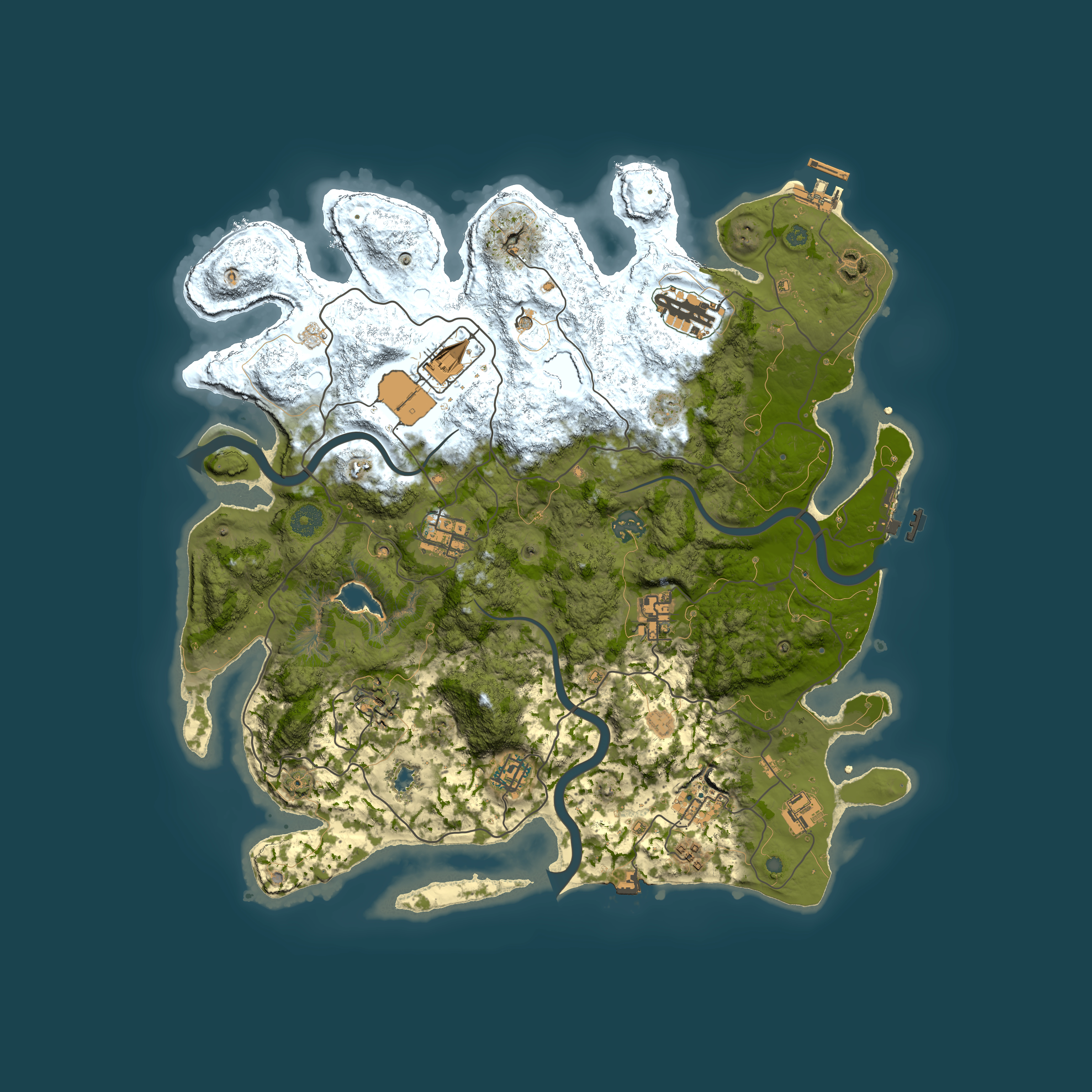 Full top-down render of Rust map seed 1382727776, 4000x4000m