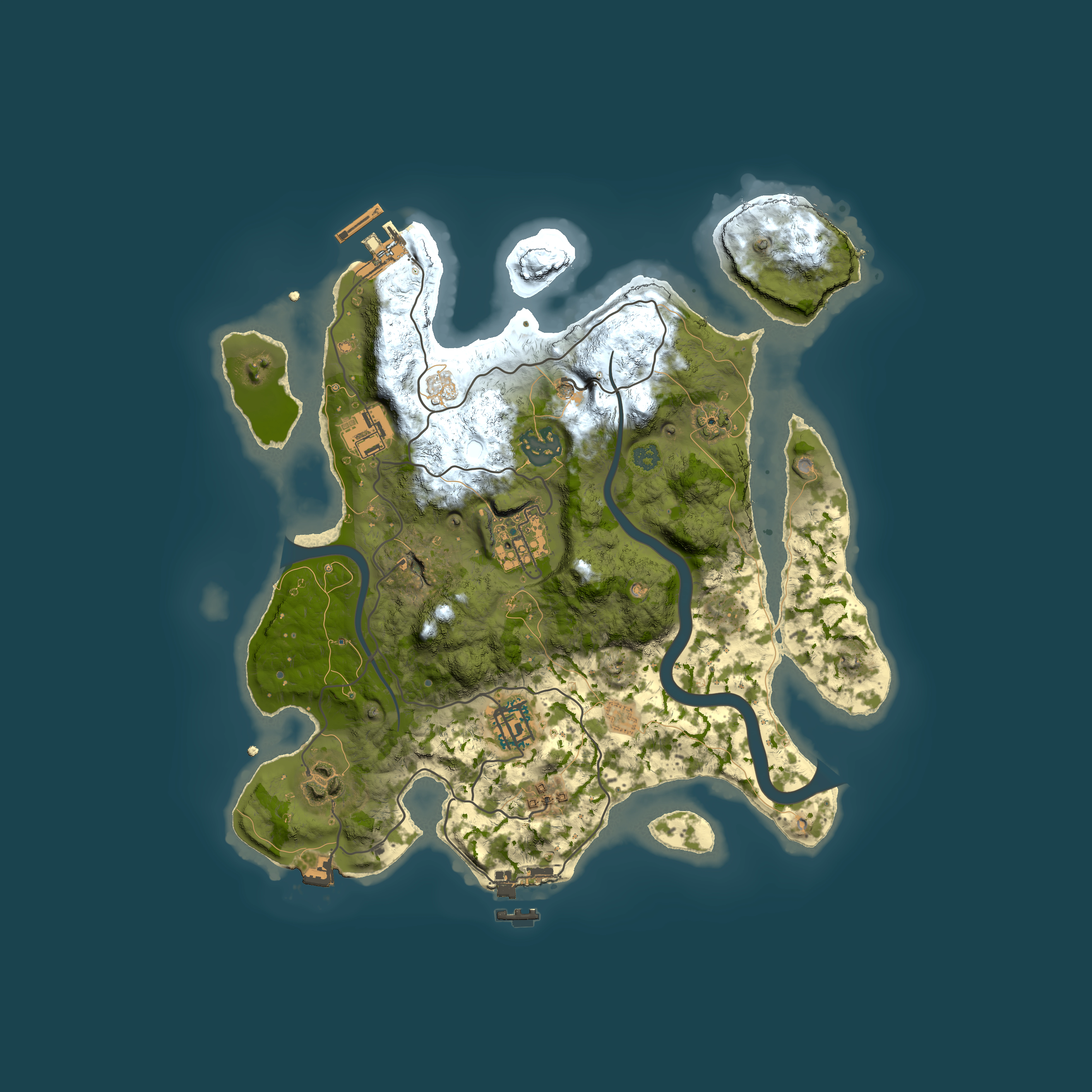 Full top-down render of Rust map seed 224615846, 3000x3000m