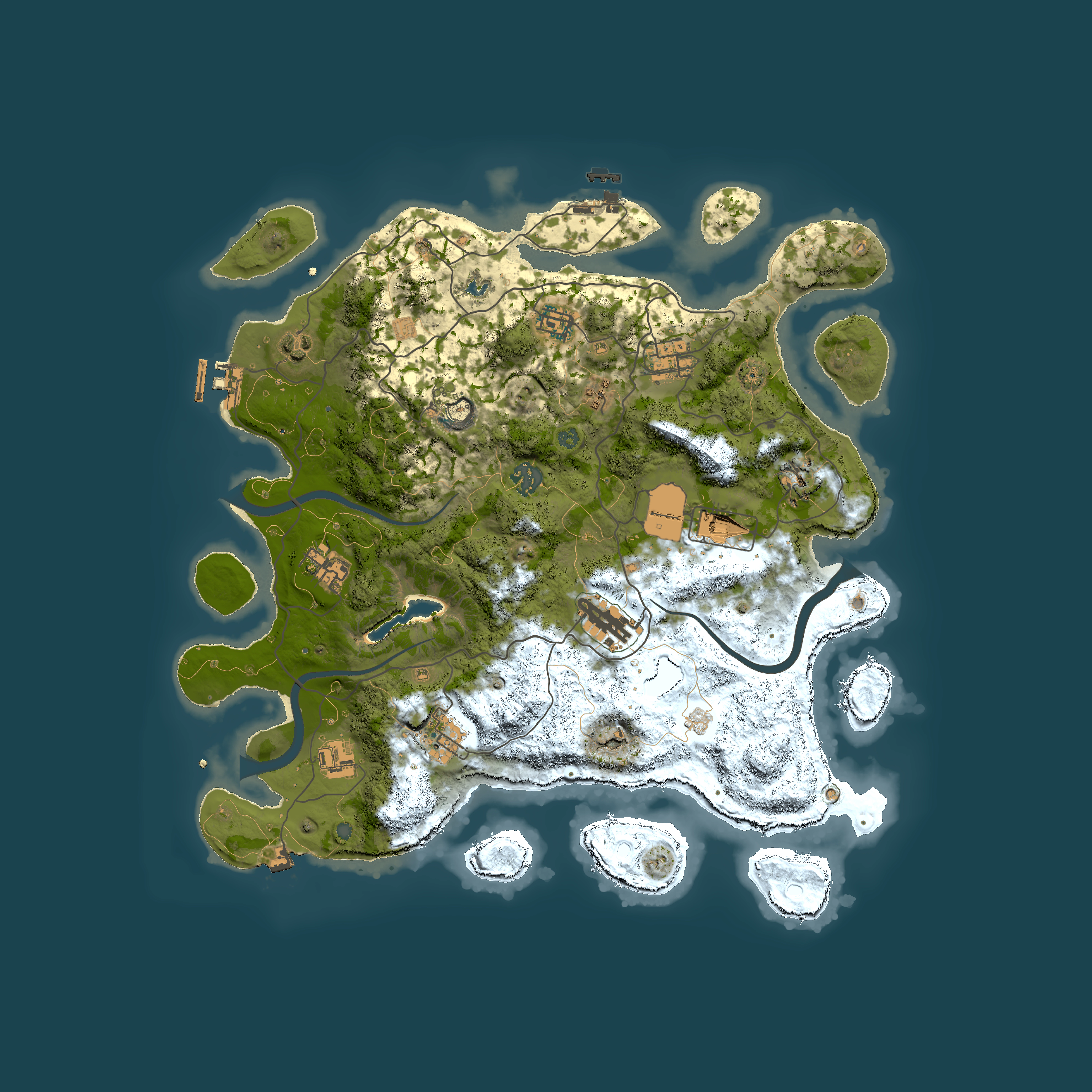 Full top-down render of Rust map seed 1267118363, 4000x4000m