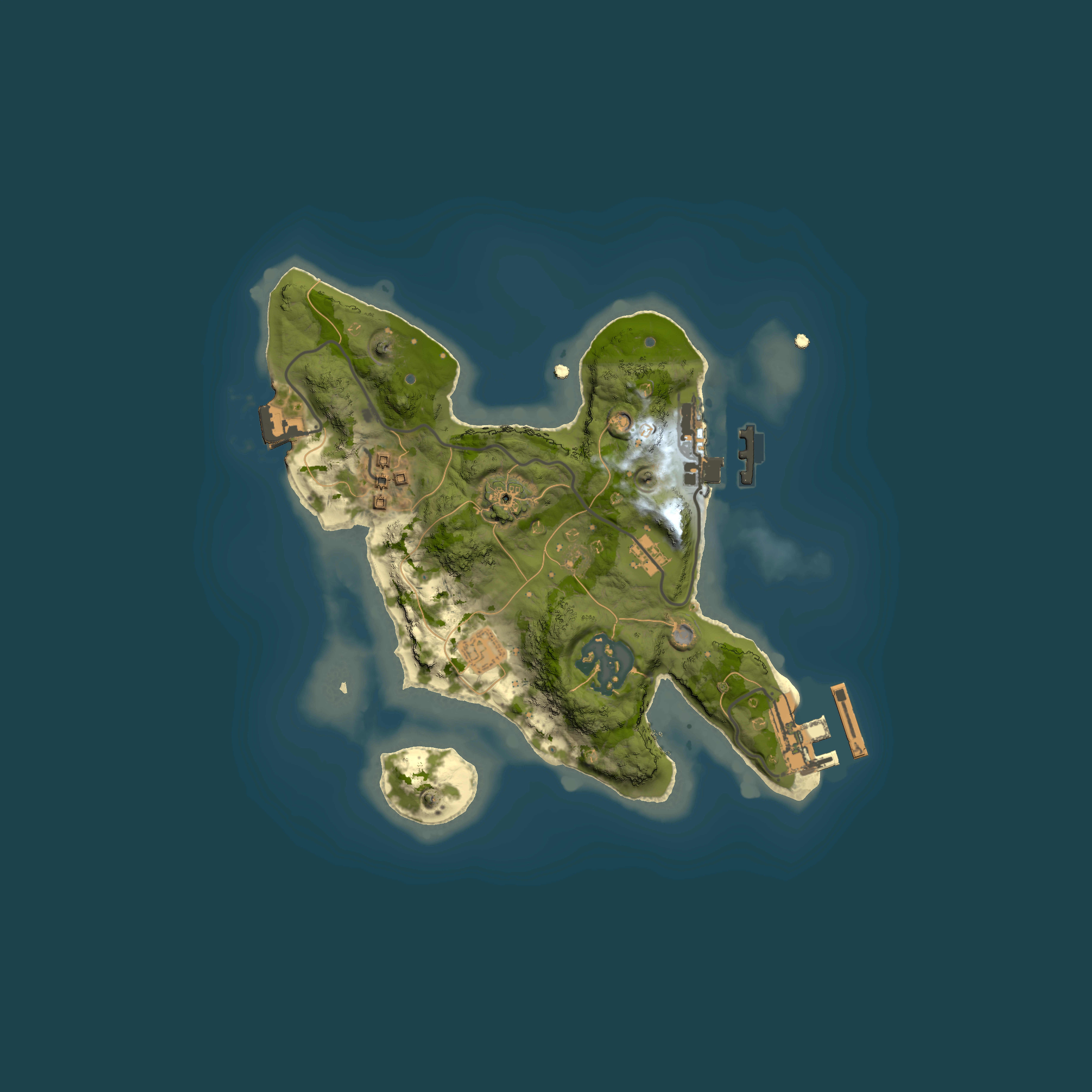 Full top-down render of Rust map seed 1667402488, 2000x2000m
