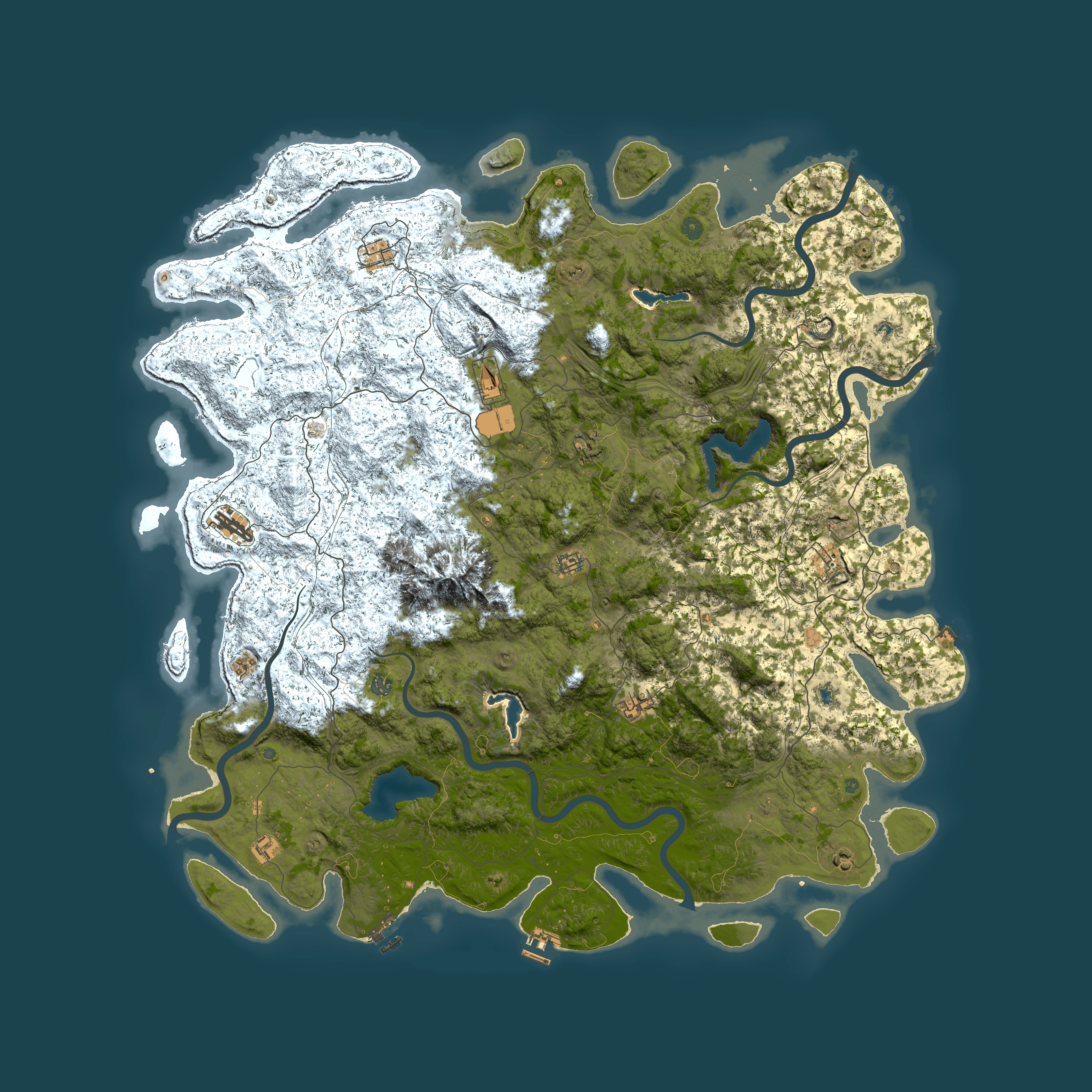Full top-down render of Rust map seed 1696684036, 6000x6000m