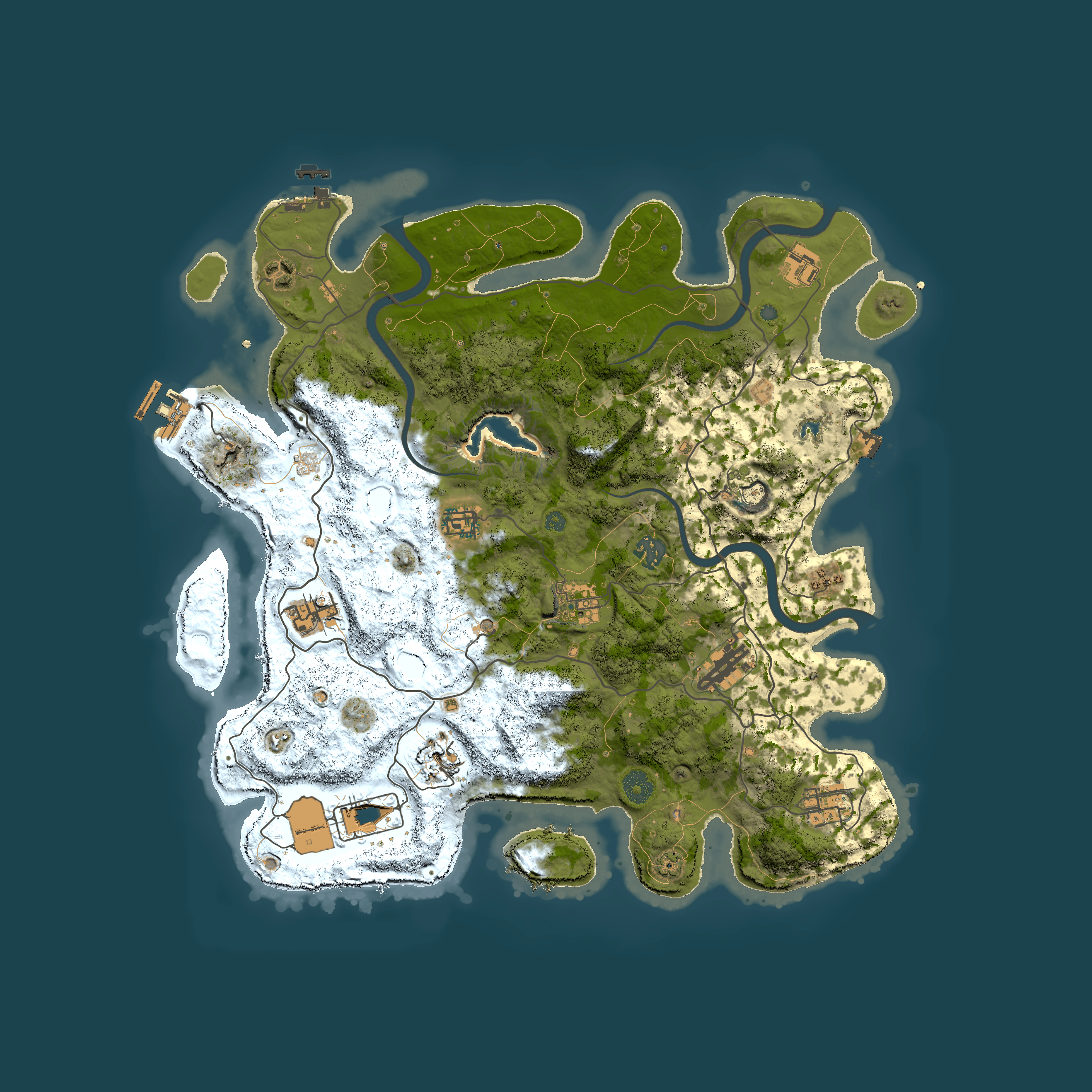 Full top-down render of Rust map seed 1657473837, 4000x4000m