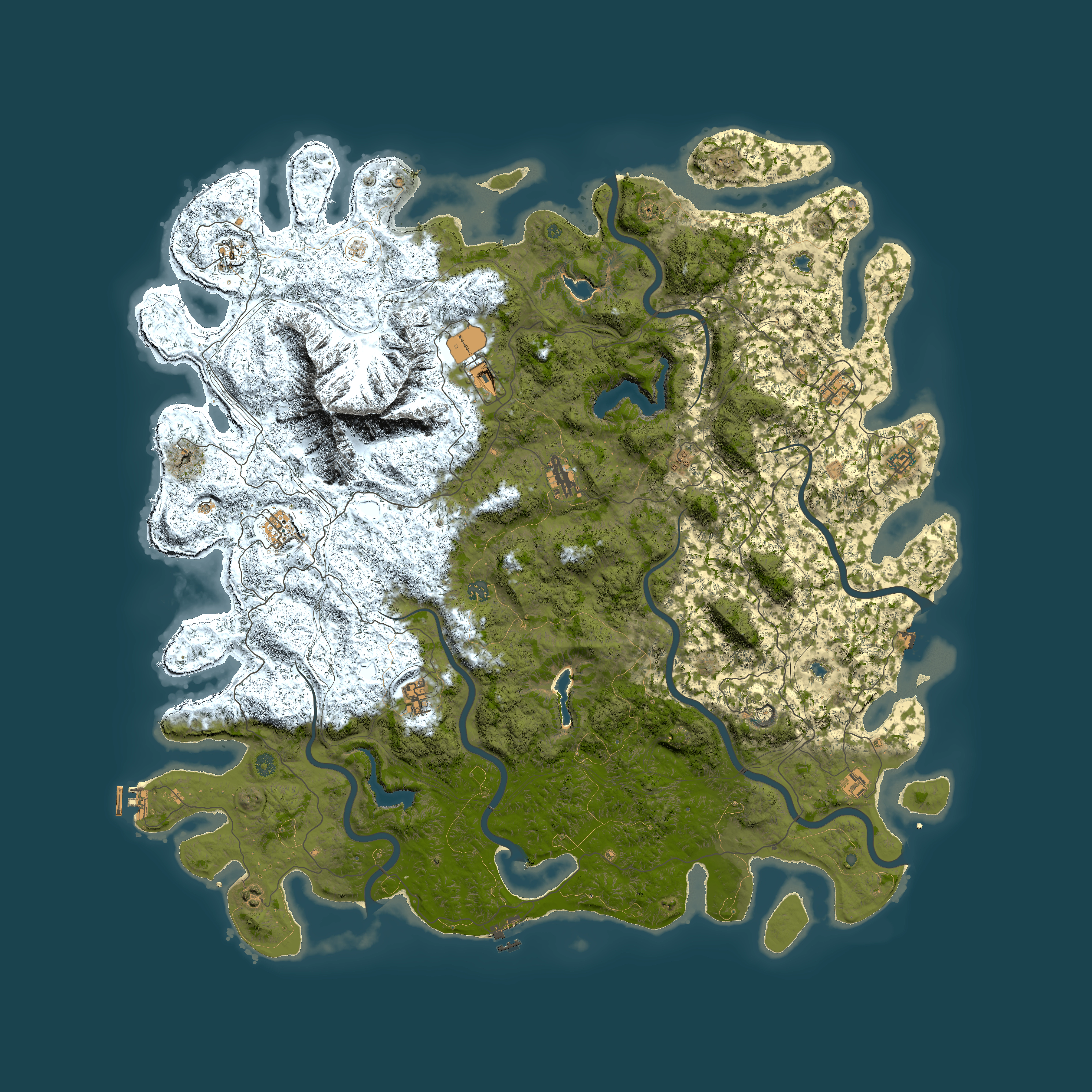 Full top-down render of Rust map seed 1445238615, 6000x6000m