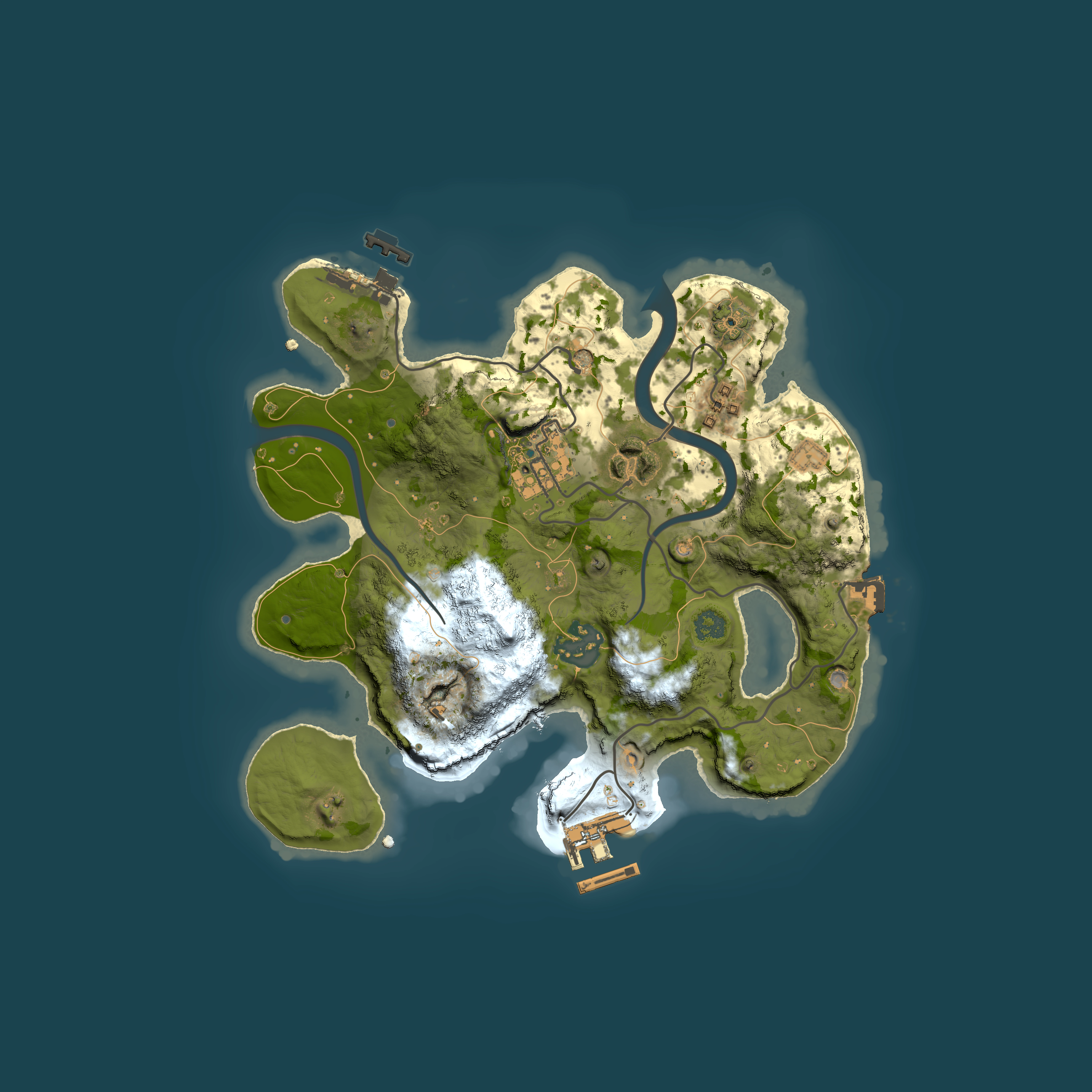 Full top-down render of Rust map seed 1721806157, 2500x2500m