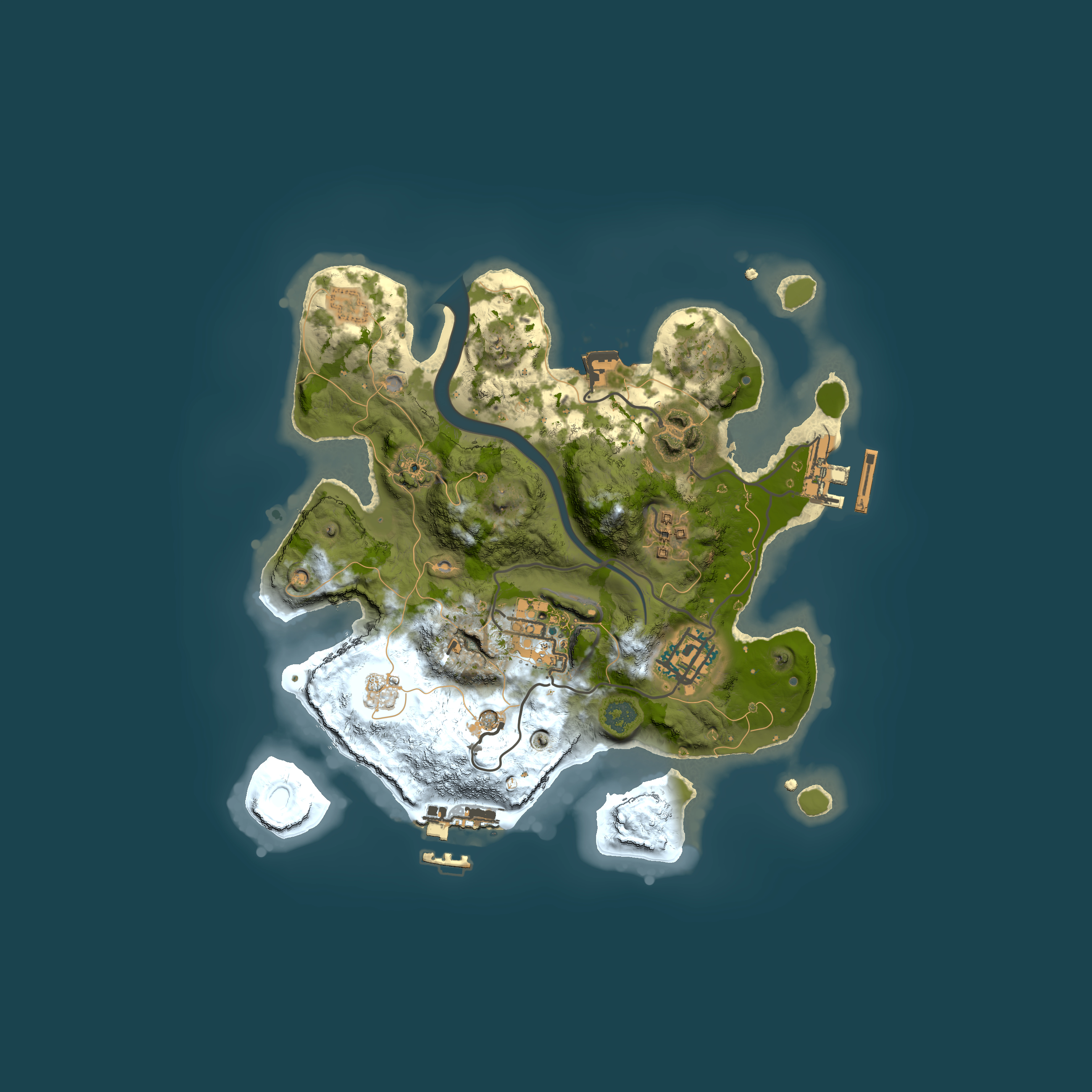 Full top-down render of Rust map seed 2027618370, 2500x2500m