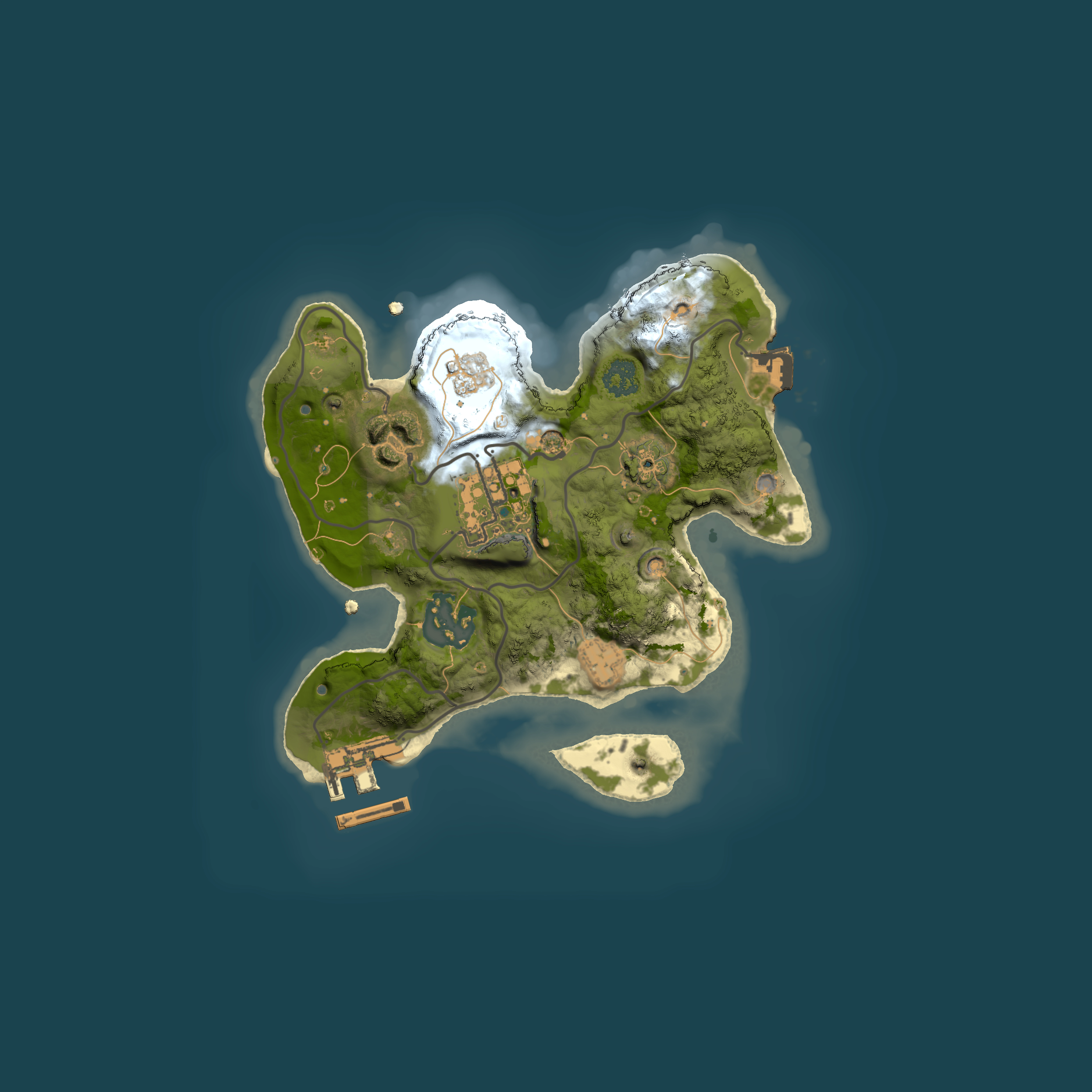 Full top-down render of Rust map seed 1100839100, 2000x2000m