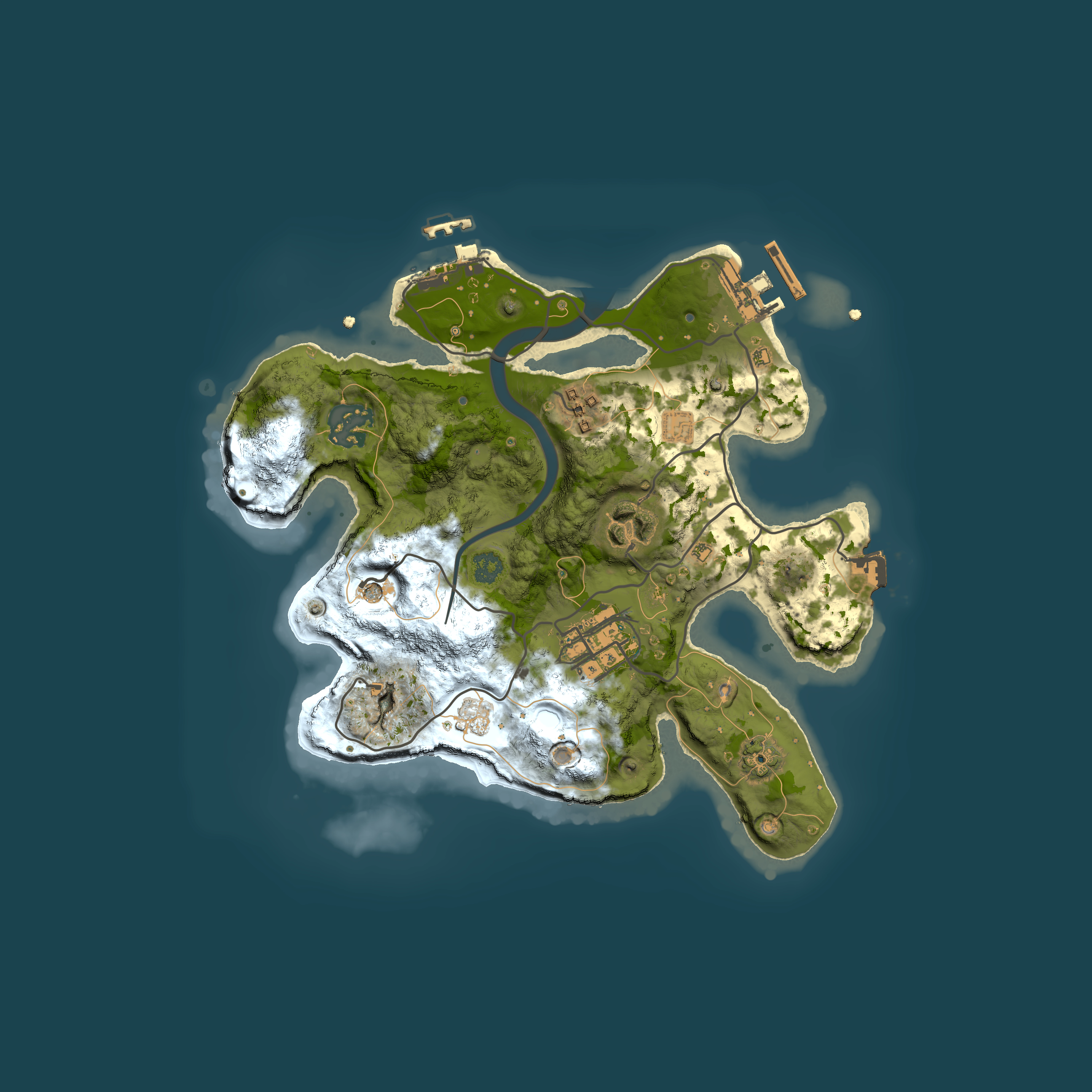 Full top-down render of Rust map seed 707175038, 2500x2500m
