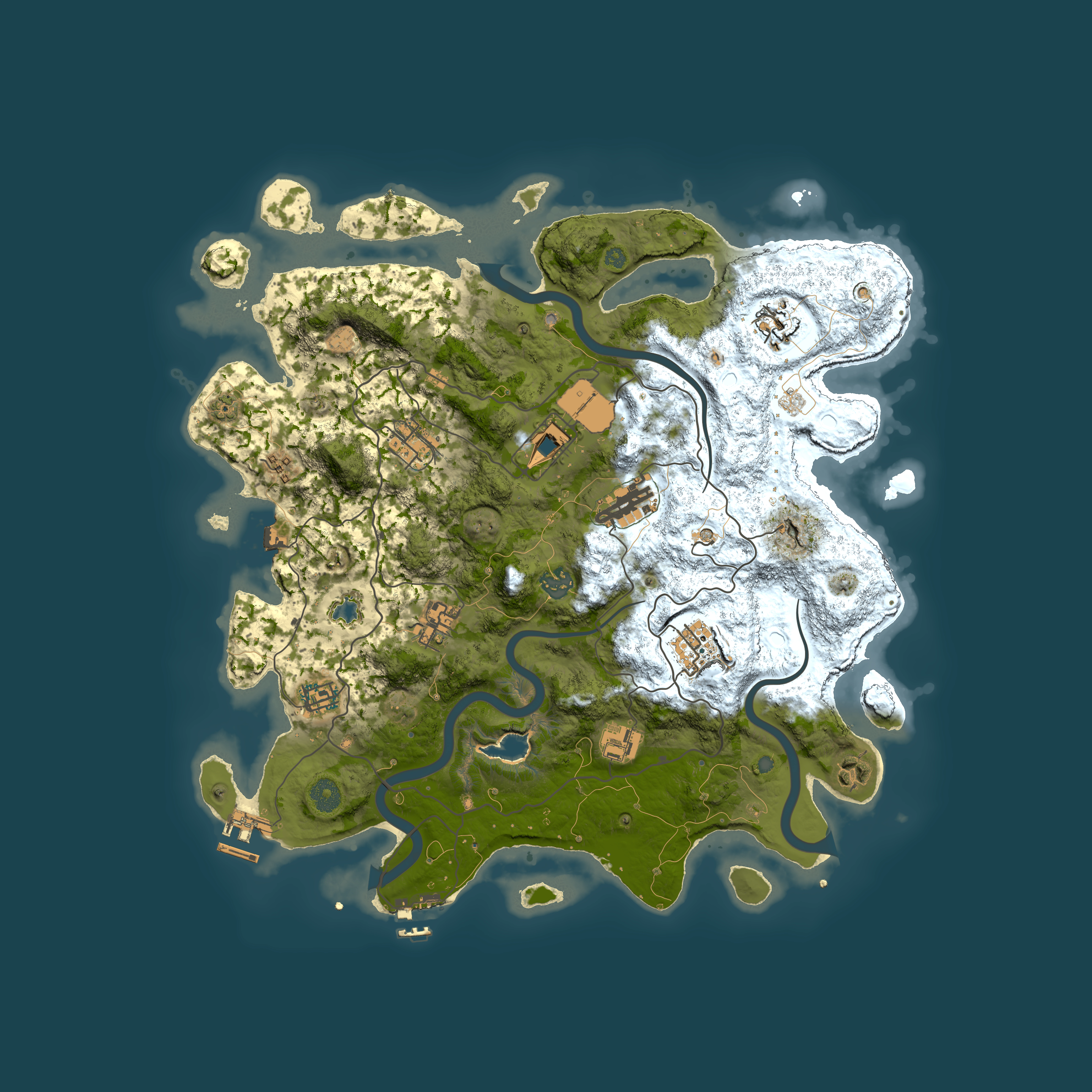 Full top-down render of Rust map seed 1092915923, 4000x4000m