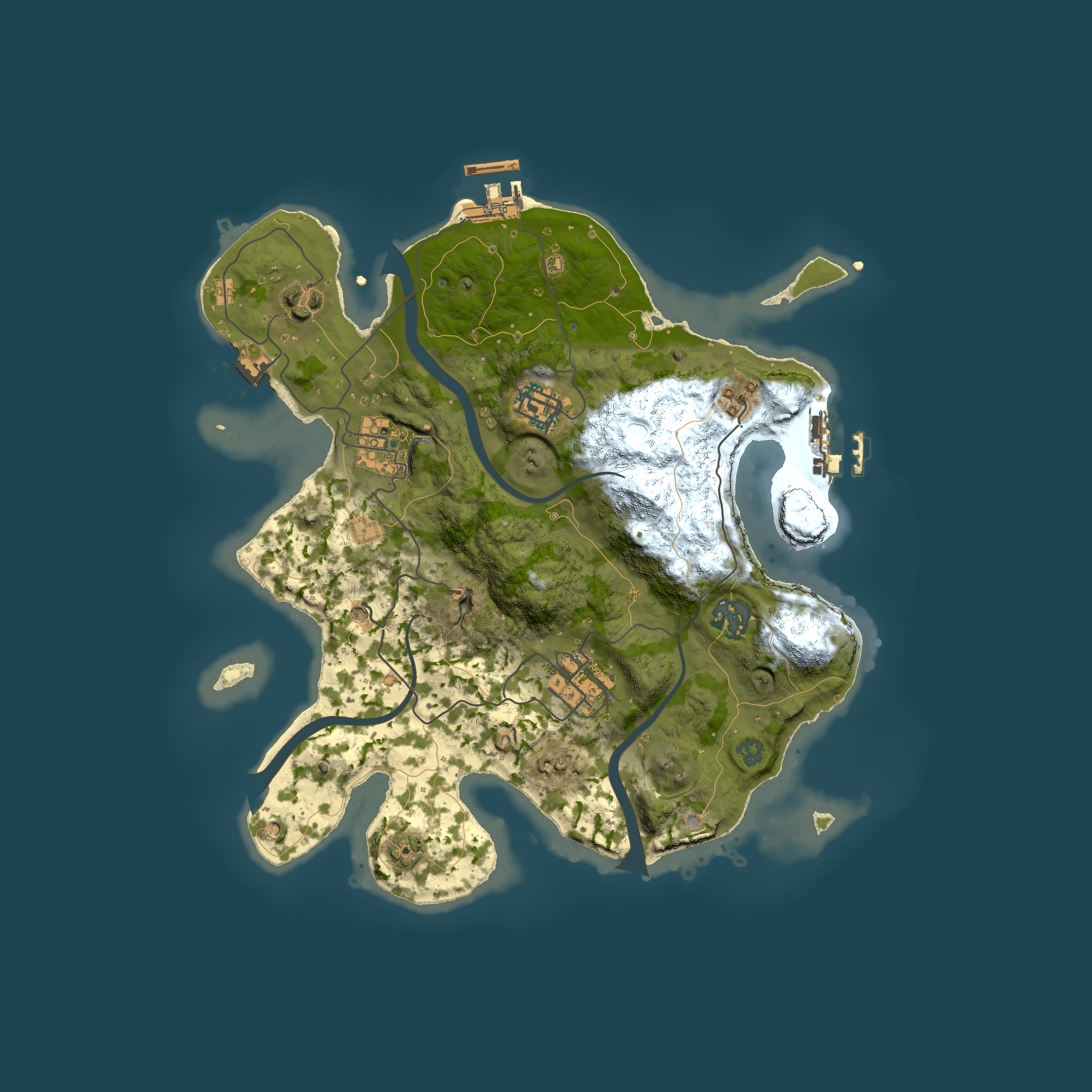 Full top-down render of Rust map seed 170227477, 3000x3000m
