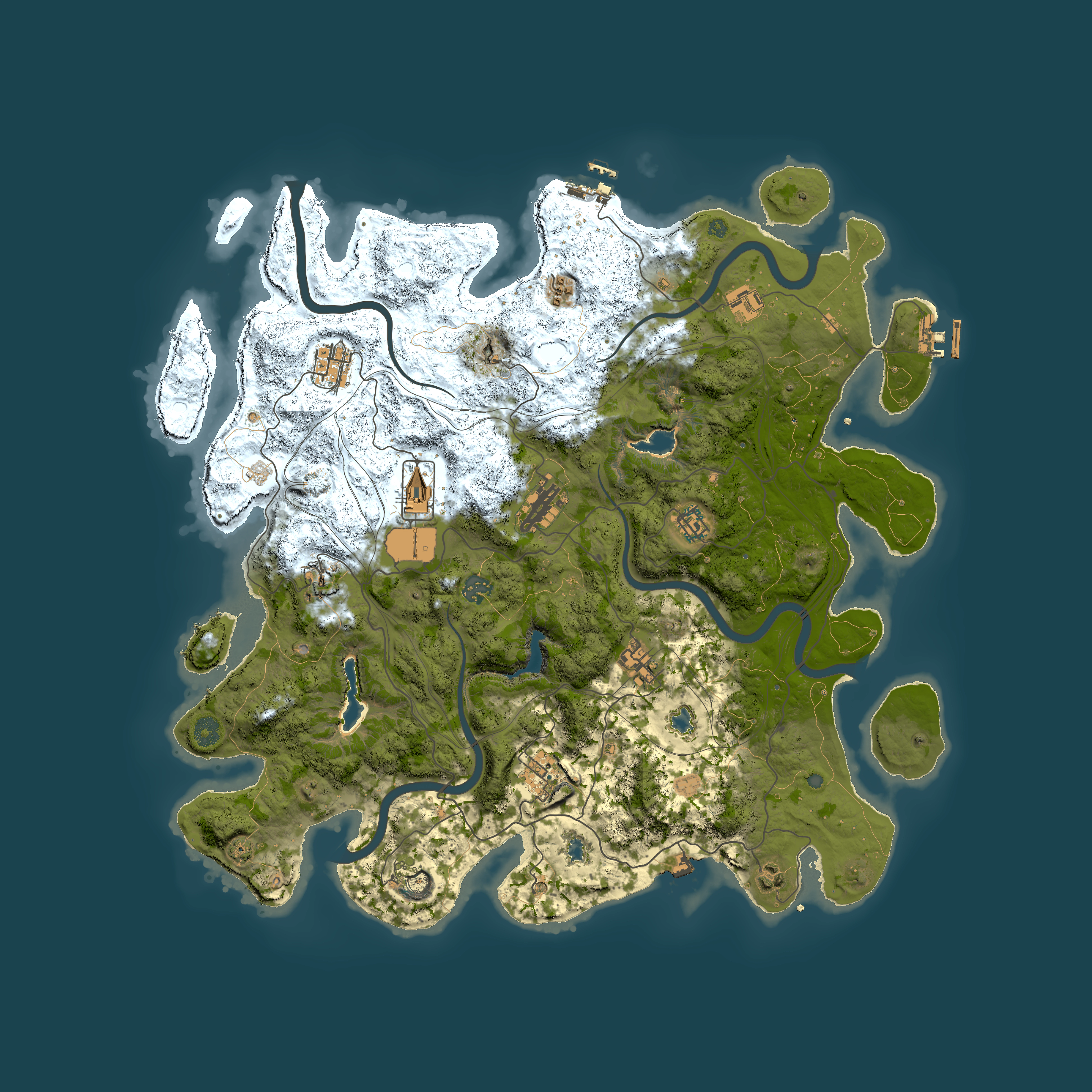 Full top-down render of Rust map seed 1960127858, 4500x4500m