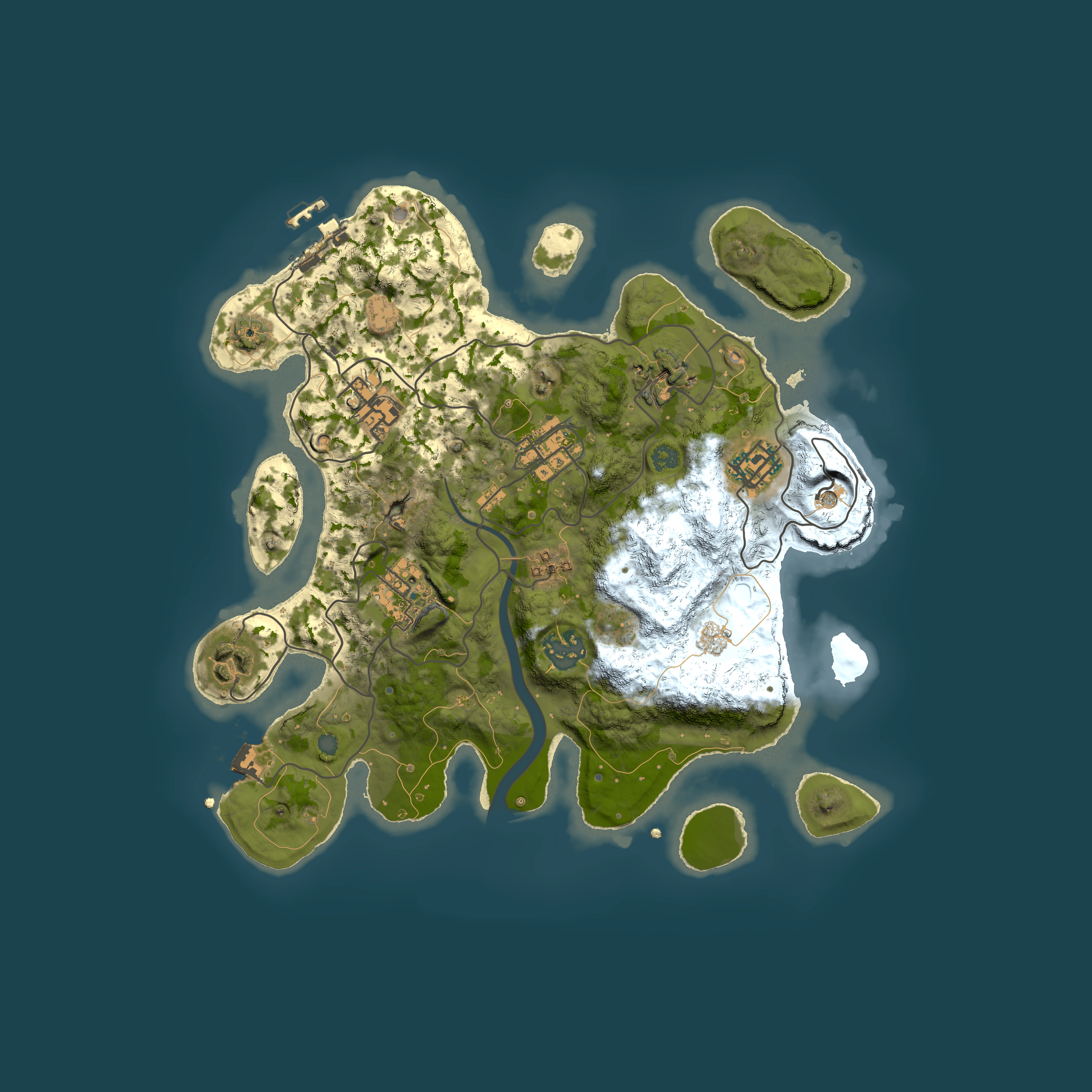 Full top-down render of Rust map seed 988596059, 3000x3000m