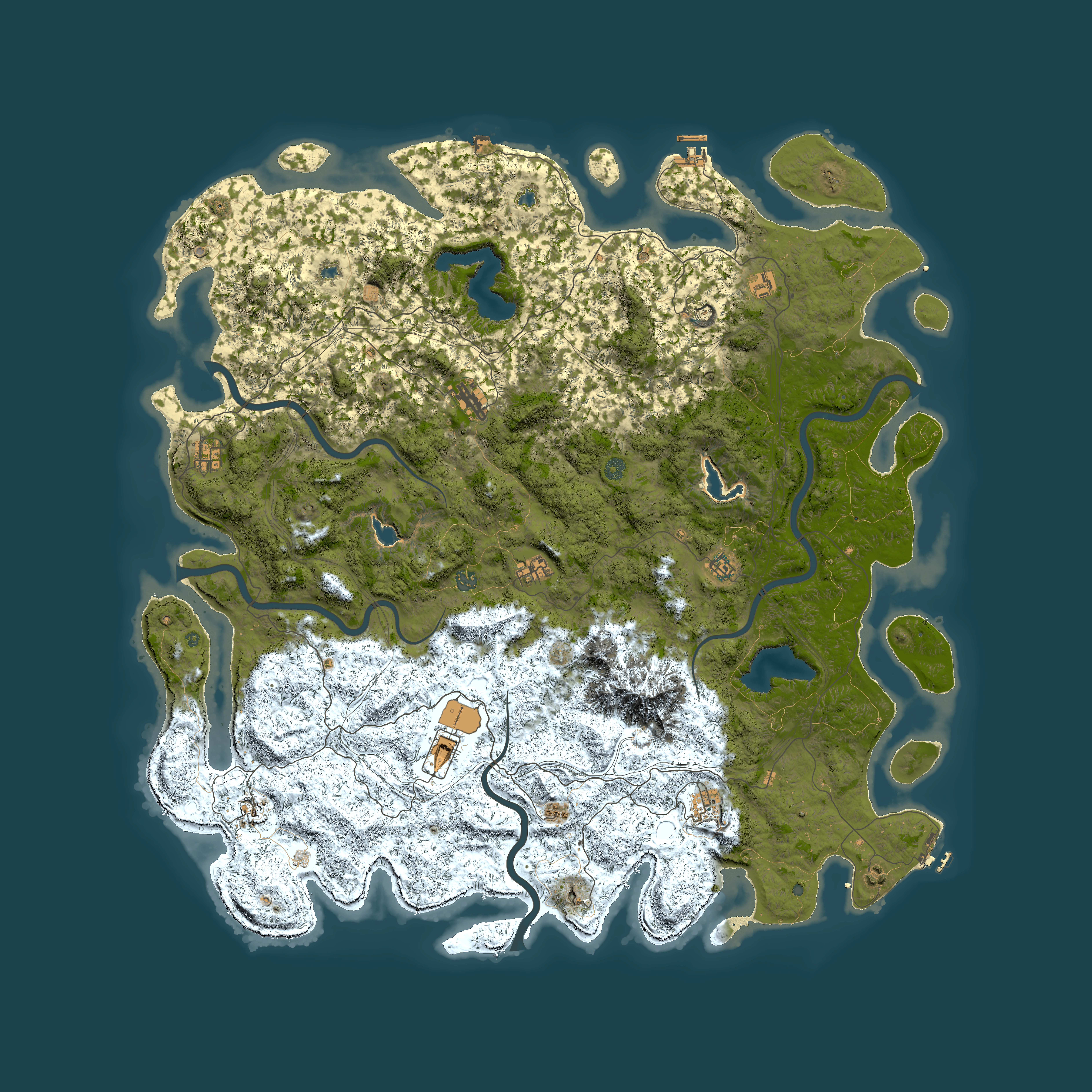 Full top-down render of Rust map seed 1575874339, 6000x6000m