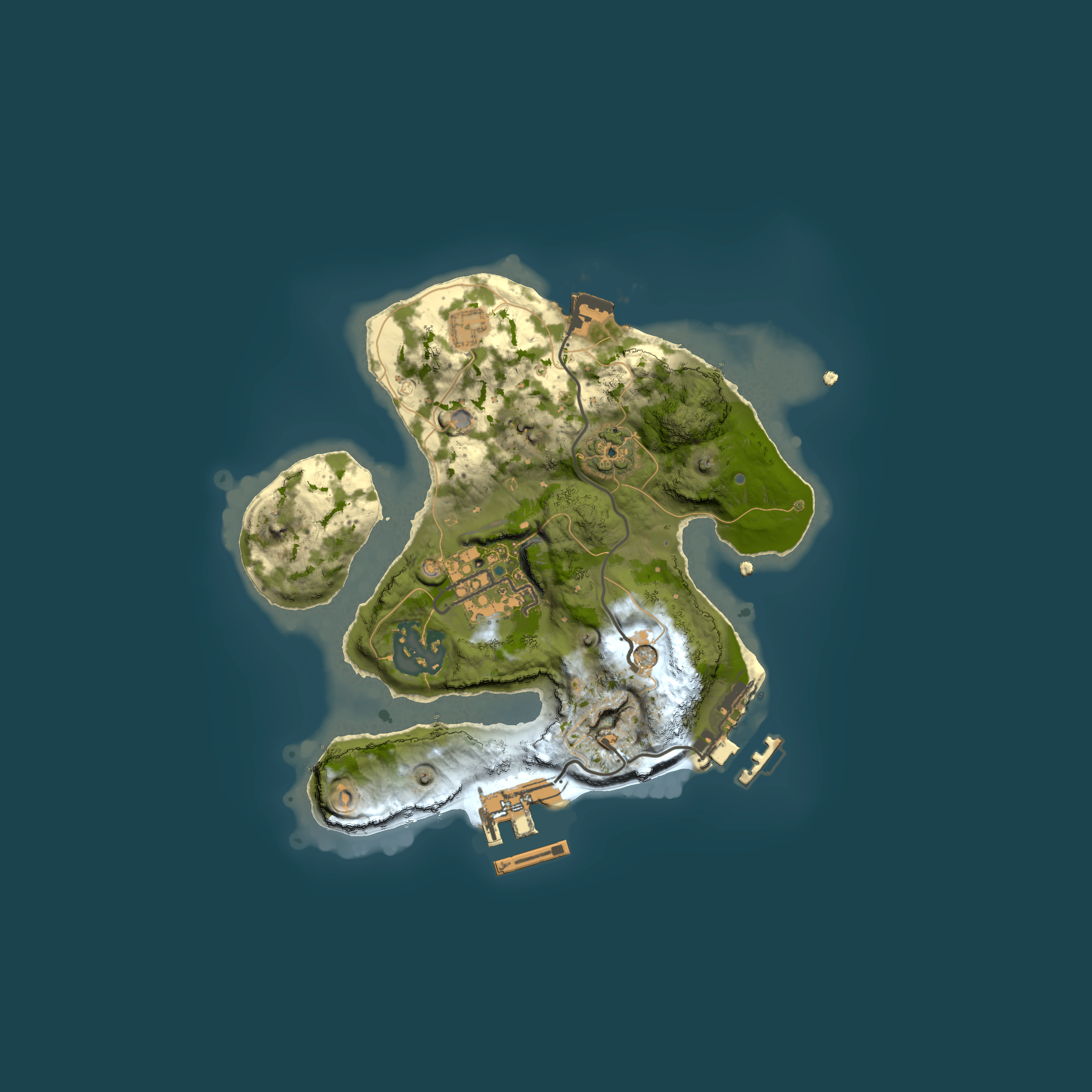 Full top-down render of Rust map seed 710924680, 2000x2000m