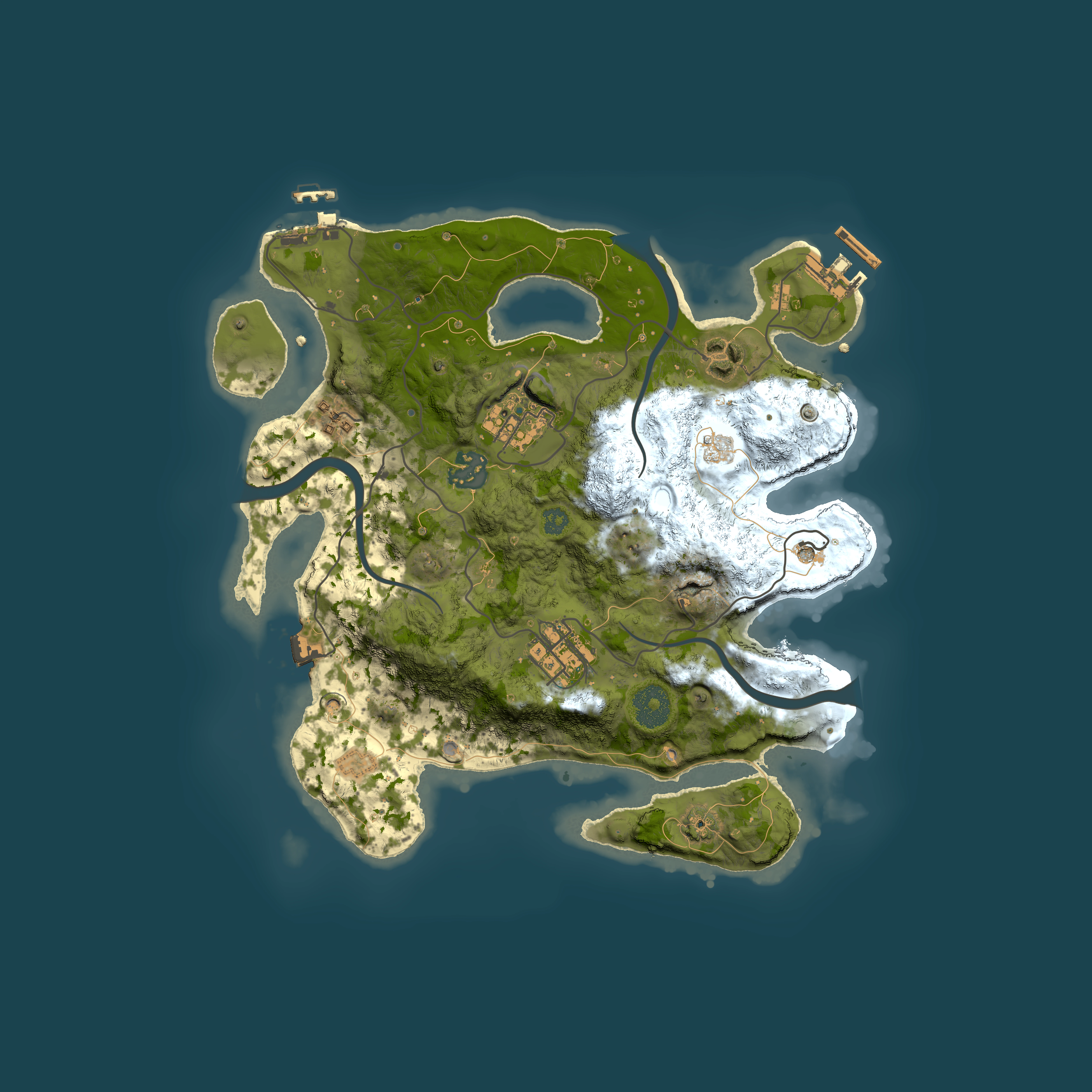 Full top-down render of Rust map seed 173649004, 3000x3000m