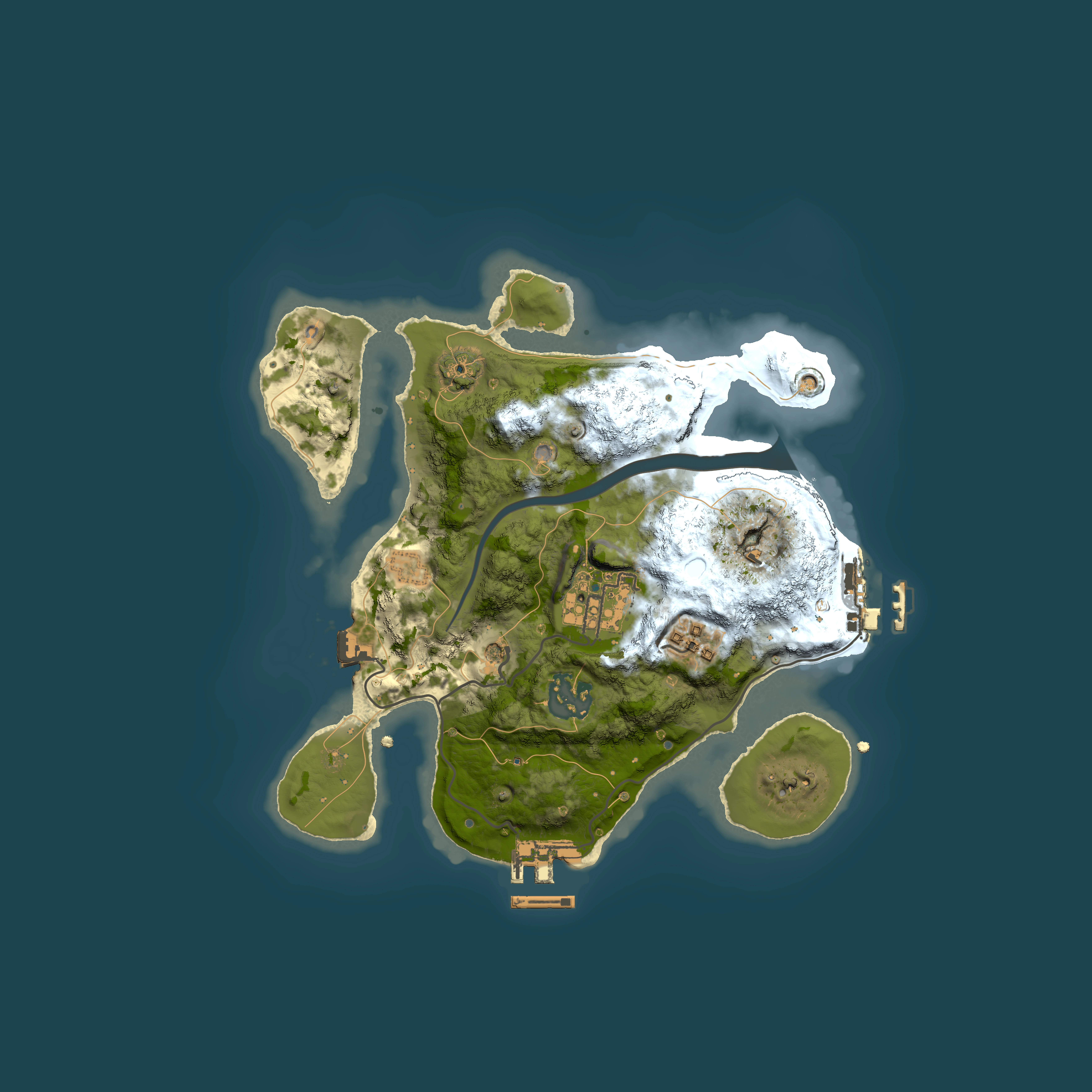 Full top-down render of Rust map seed 291049220, 2500x2500m