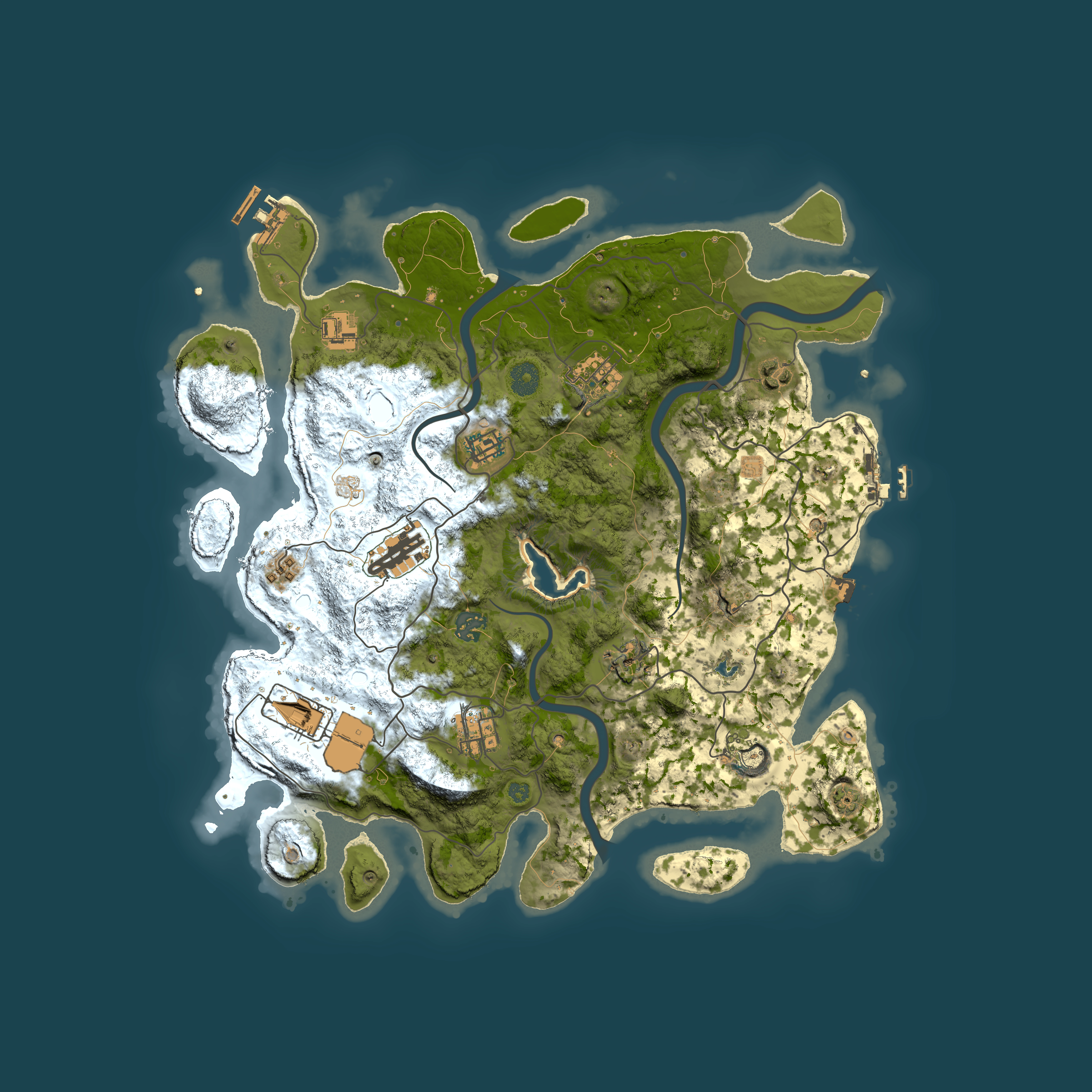 Full top-down render of Rust map seed 1400422432, 4000x4000m