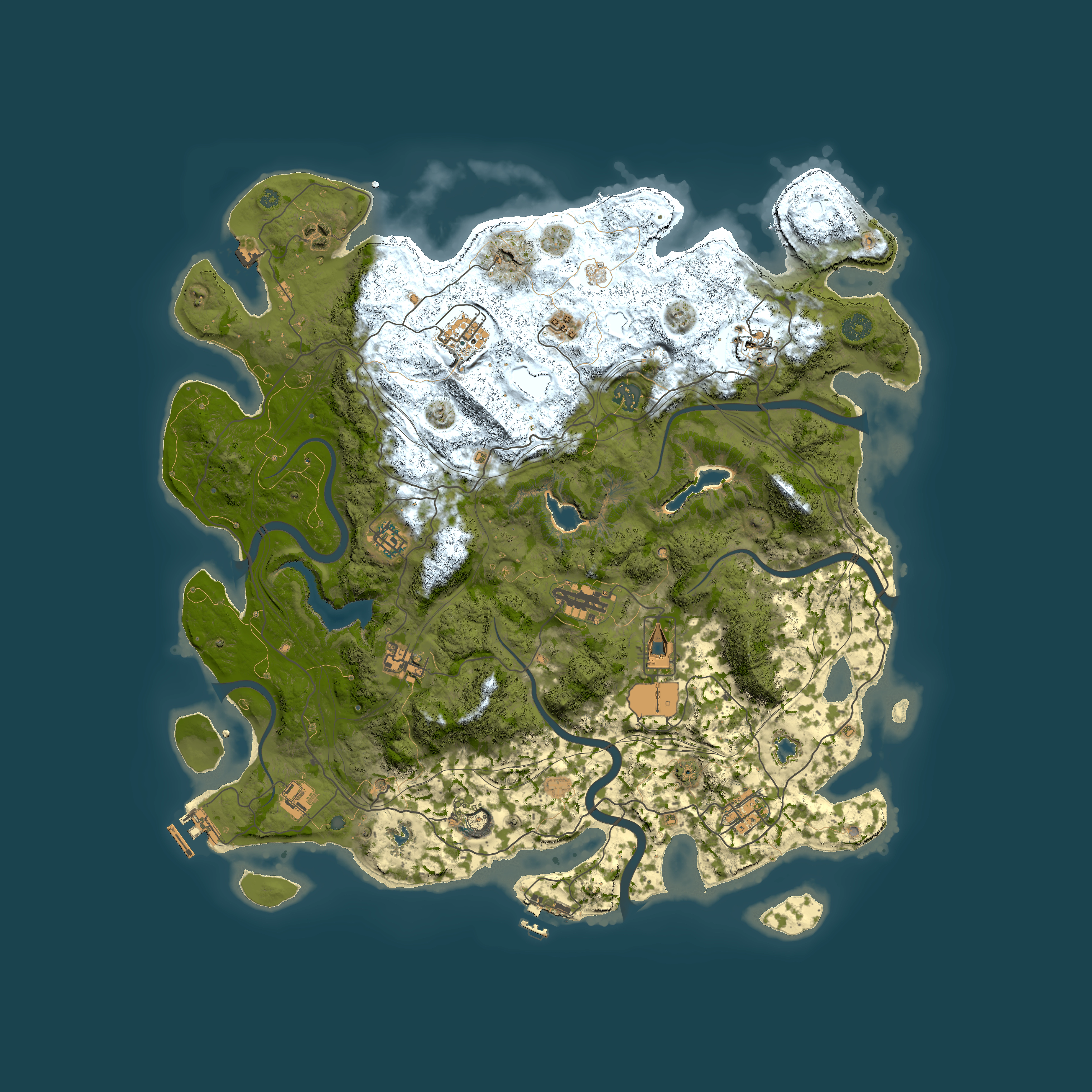 Full top-down render of Rust map seed 385598054, 4500x4500m
