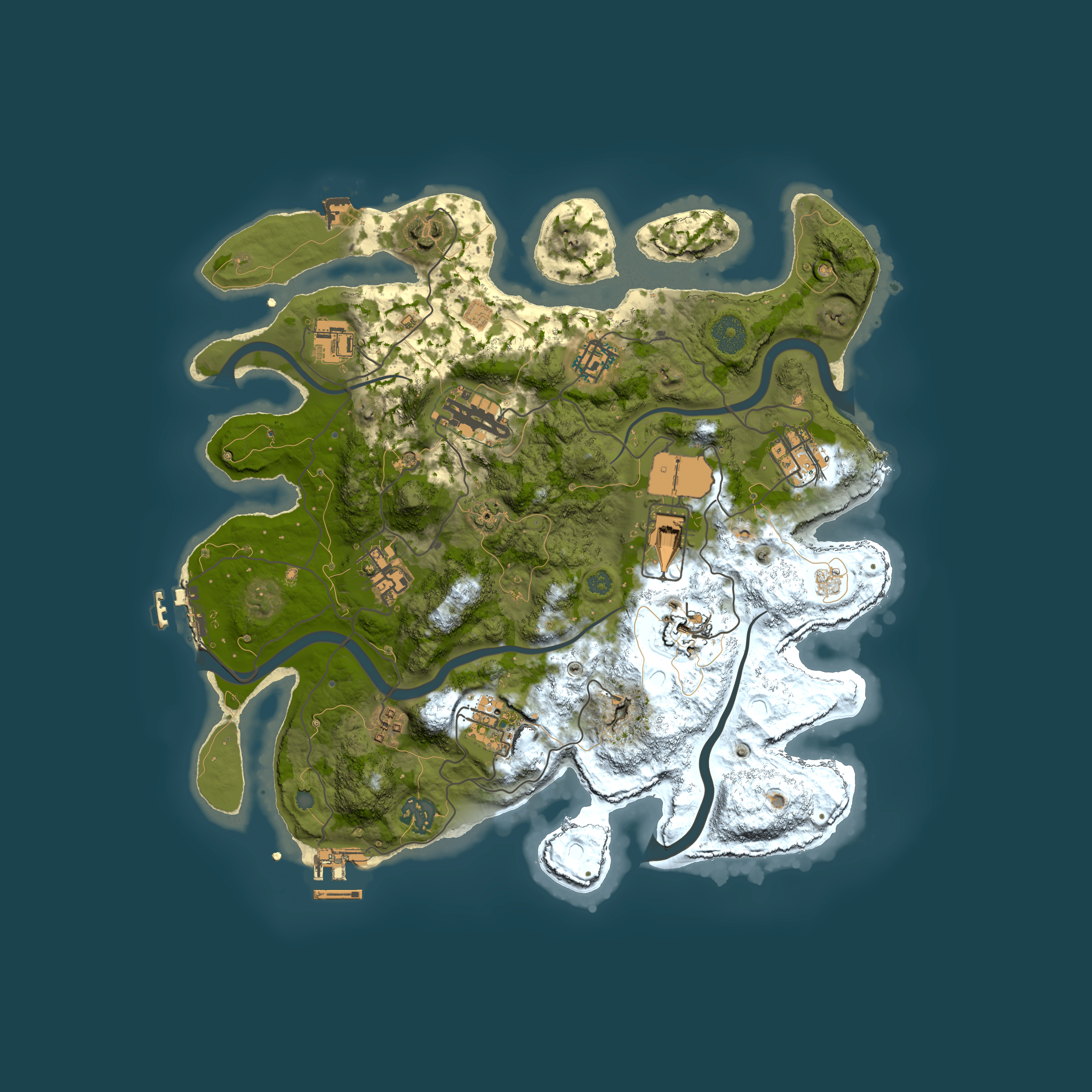 Full top-down render of Rust map seed 1590079025, 3500x3500m