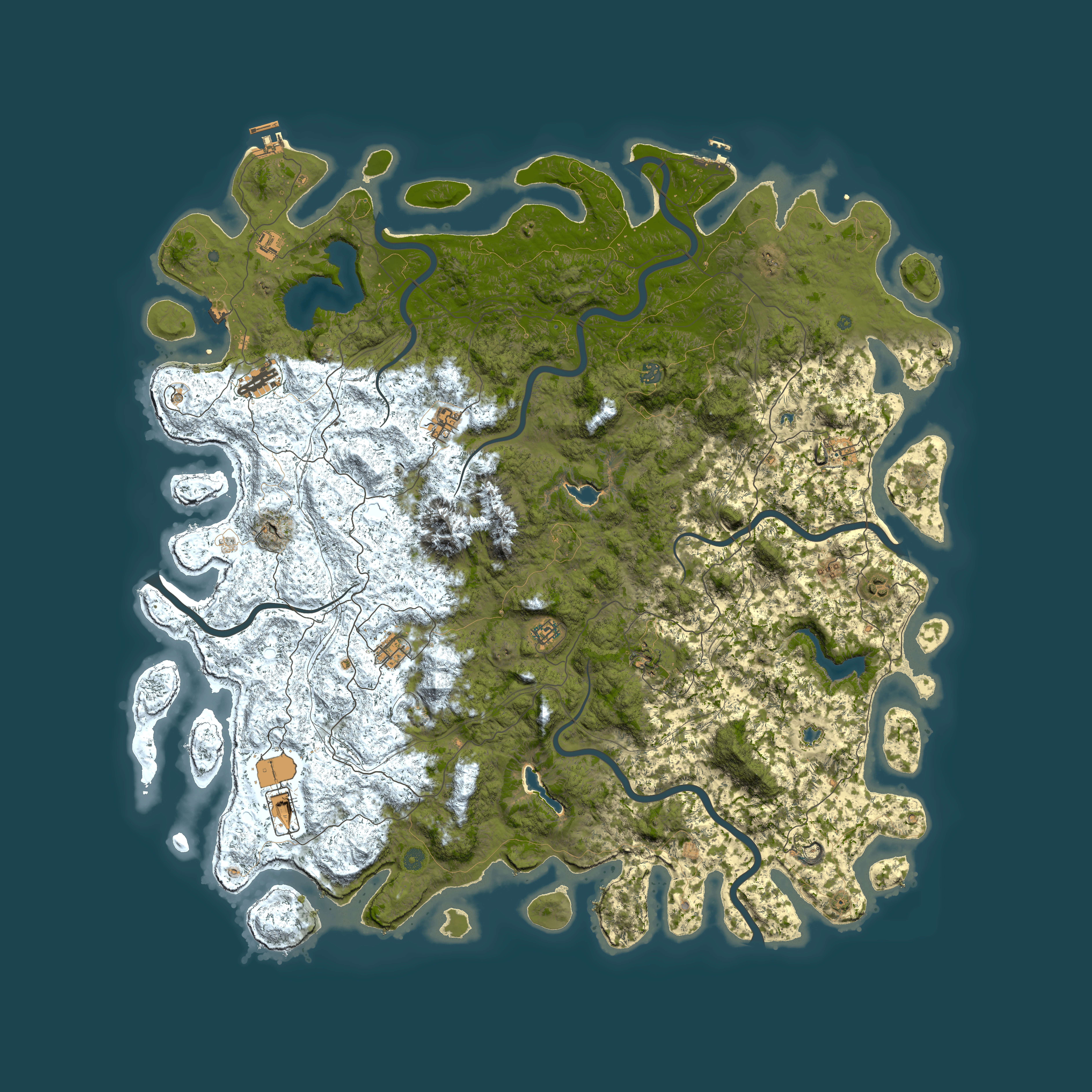 Full top-down render of Rust map seed 433943377, 6000x6000m